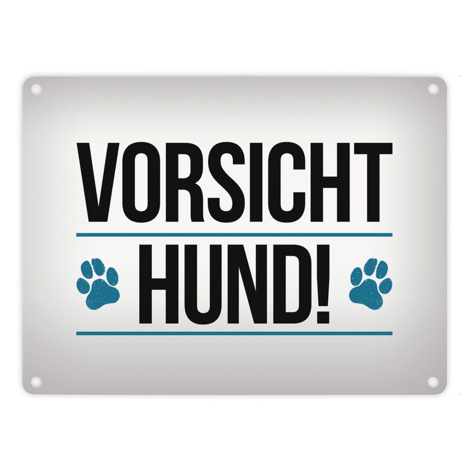 Metallschild Vorsicht Hund! Metallschild mit Pfoten Motiv in blau Warnung Hinweis