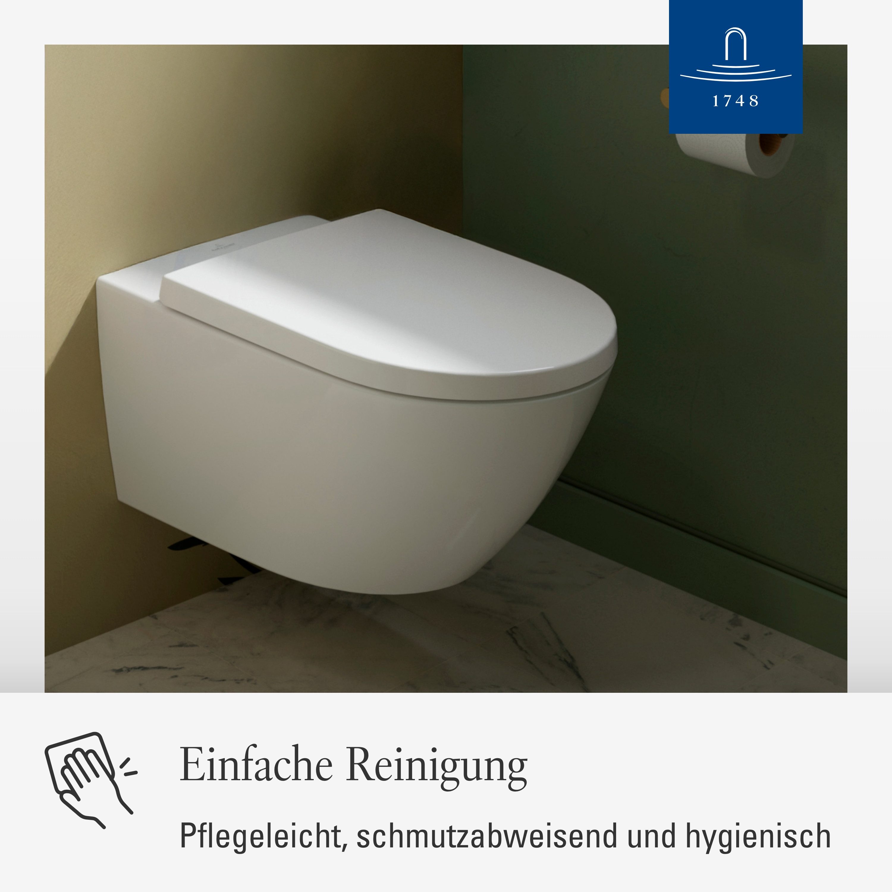 Villeroy & Boch WC-Sitz Subway 3., Toilettendeckel aus bruchsicherem Duroplast, D-Form, Weiß Alpin
