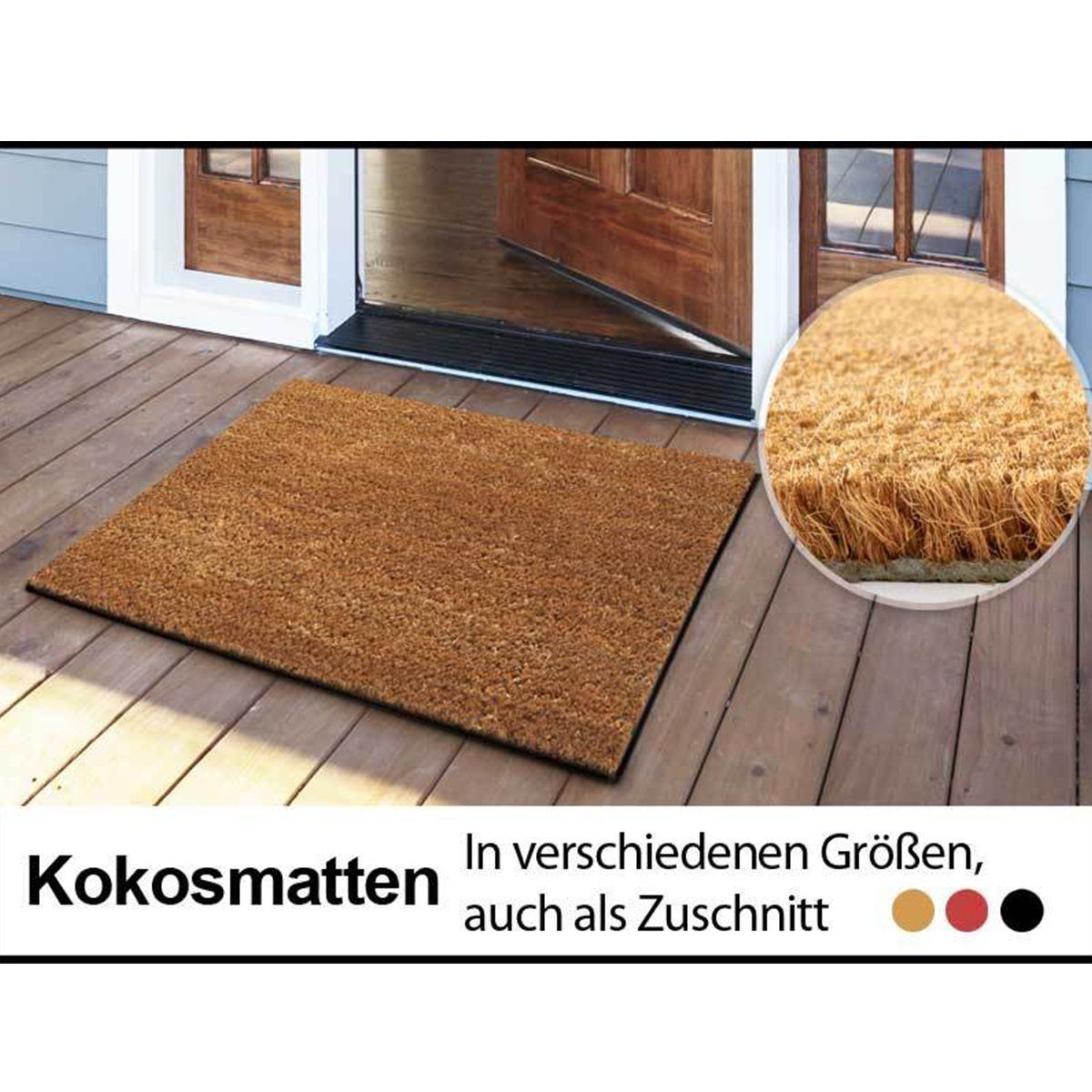 Karat Fußmatte Kokosmatte, 4 Farben, viele Größen, In- & Outdoor geeignet, rechteckig, Höhe: 17 mm
