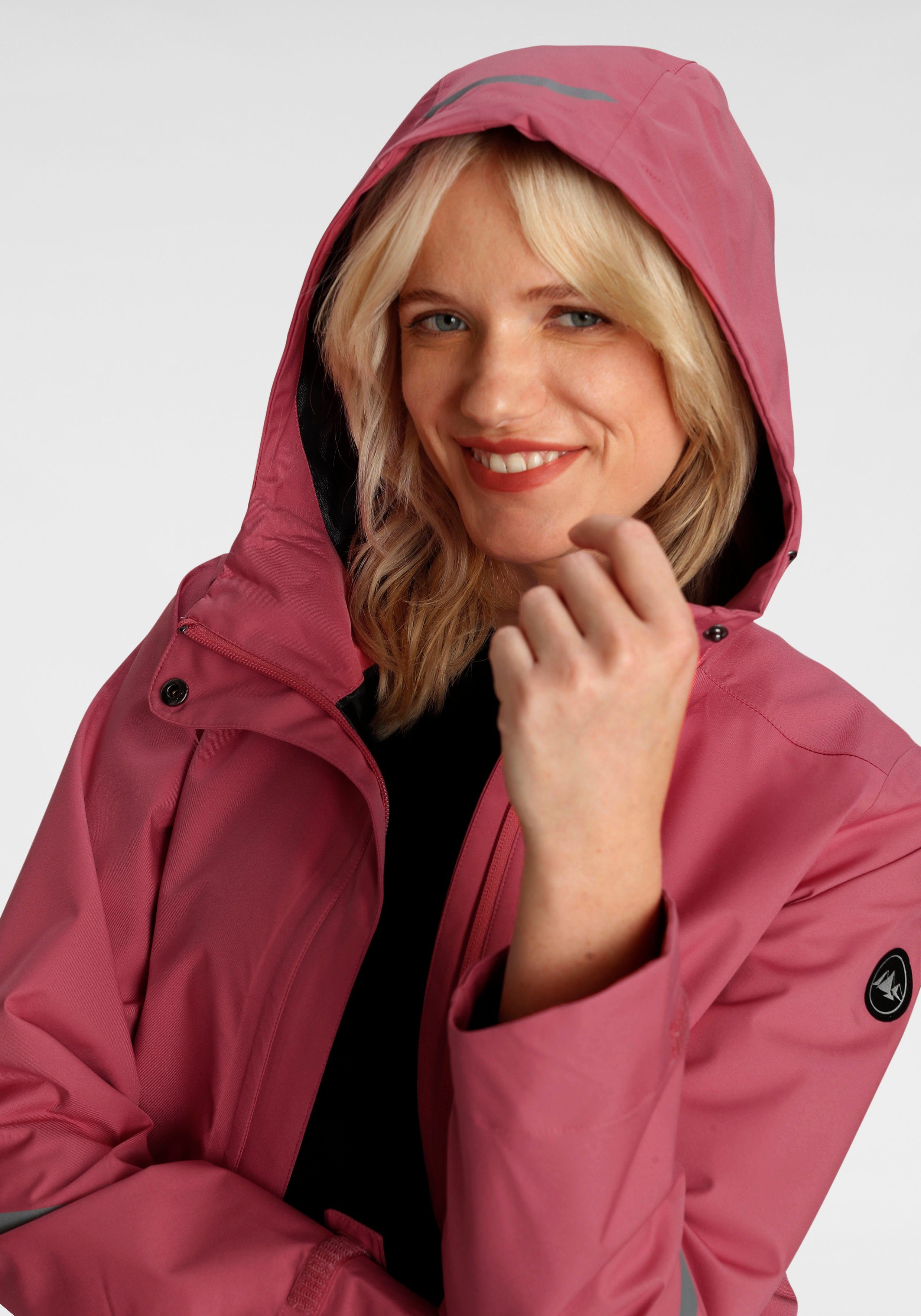 Polarino Regenjacke koralle mit packable Reflektorstreifen