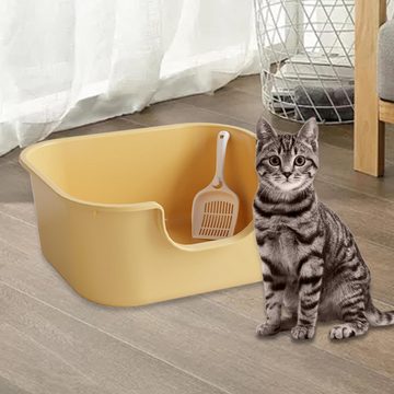 DOPWii Katzentoilette Halboffene Katzentoilette mit hohem Rand spritzwassergeschützte, Katzentoilette für kleine und große Katzen