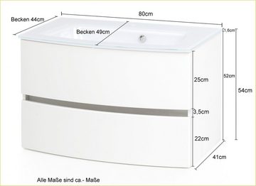HELD MÖBEL Badezimmer-Set Kaunas, (Set, 5-St), bestehend aus Waschtisch-Set mit Seitenschrank, Breite 160 cm