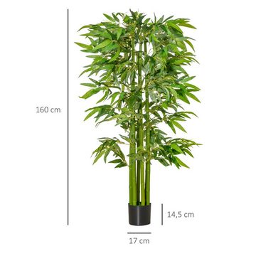 Kunstpflanze künstliche Pflanze Bambus, HOMCOM, Höhe 160 cm, Büropflanze Kunststofftopf