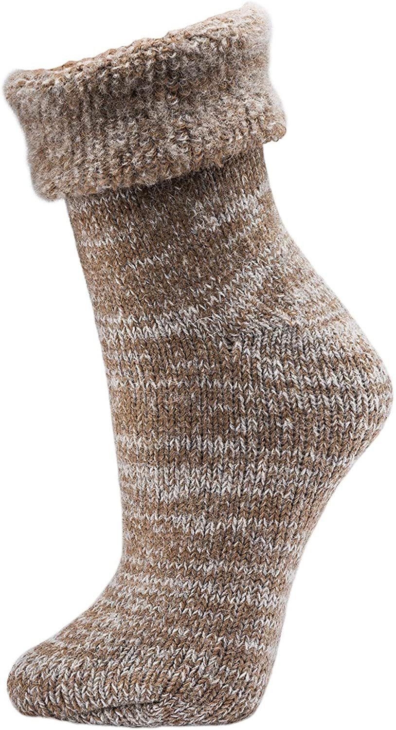 FussFreunde Thermosocken 2 Damen Kuschel-Umschlagsocken Beige Thermo extra warme Herren & weiche Paar