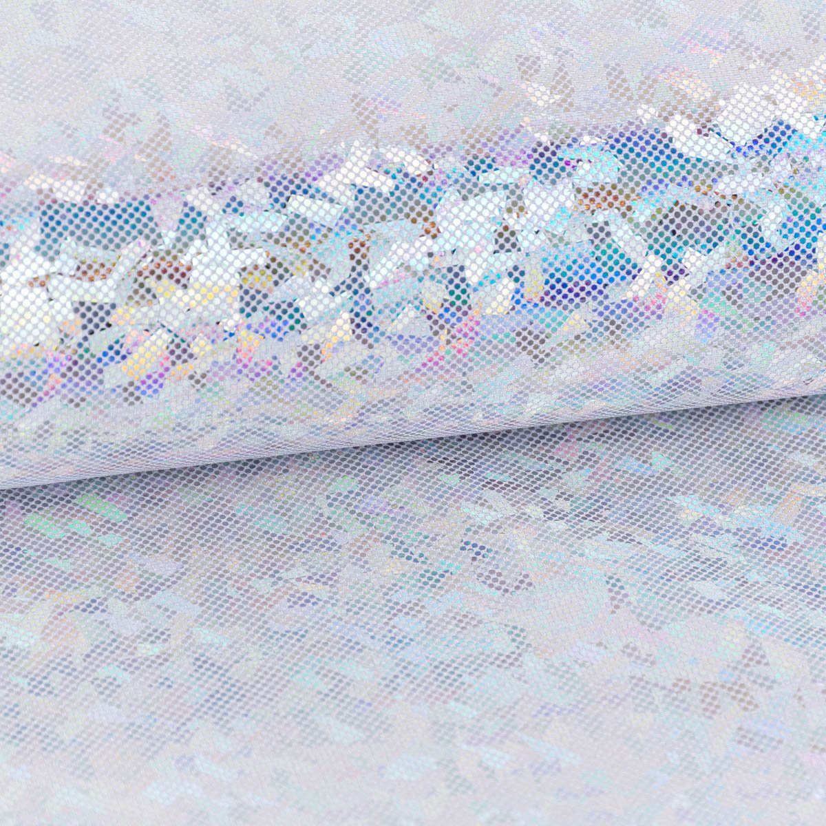 SCHÖNER LEBEN. Stoff Jerseystoff Stretch Glitzer holografisch uni silberfarbig 1,5m Breite, mit Metallic-Effekt