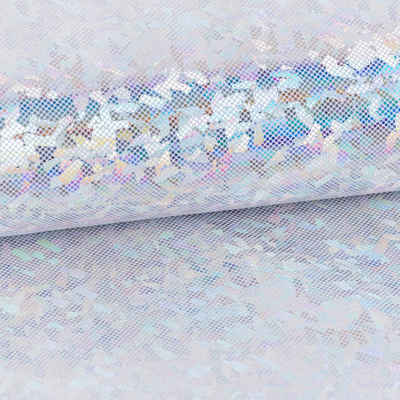 SCHÖNER LEBEN. Stoff Jerseystoff Stretch Glitzer holografisch uni silberfarbig 1,5m Breite, mit Metallic-Effekt