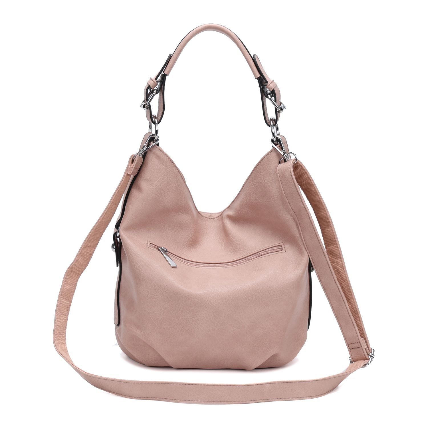 ITALYSHOP24 Schultertasche DAMEN SHOPPER Hobo Bag Umhängetasche Handtasche City Bag Cross-Over (Spar-Set: Henkel Tasche mit Schultergurt, Workbag Leder Optik, 2-tlg., mit Henkel und Schultergurt), Damentasche Freizeit Abend Leder Optik Henkeltasche Reise Crossbody