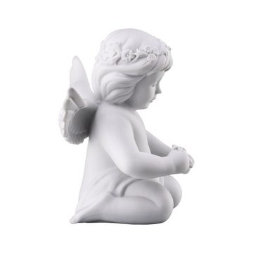 Rosenthal Dekofigur Engel gross weiß matt Porzellan, Engel mit Blumenkranz