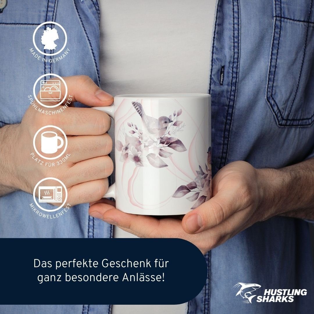 Geschenk, Vögel Hustling Tasse Pastel- mit ml Tasse Hustling Tiermotiv - Sharks - Sharks® 330