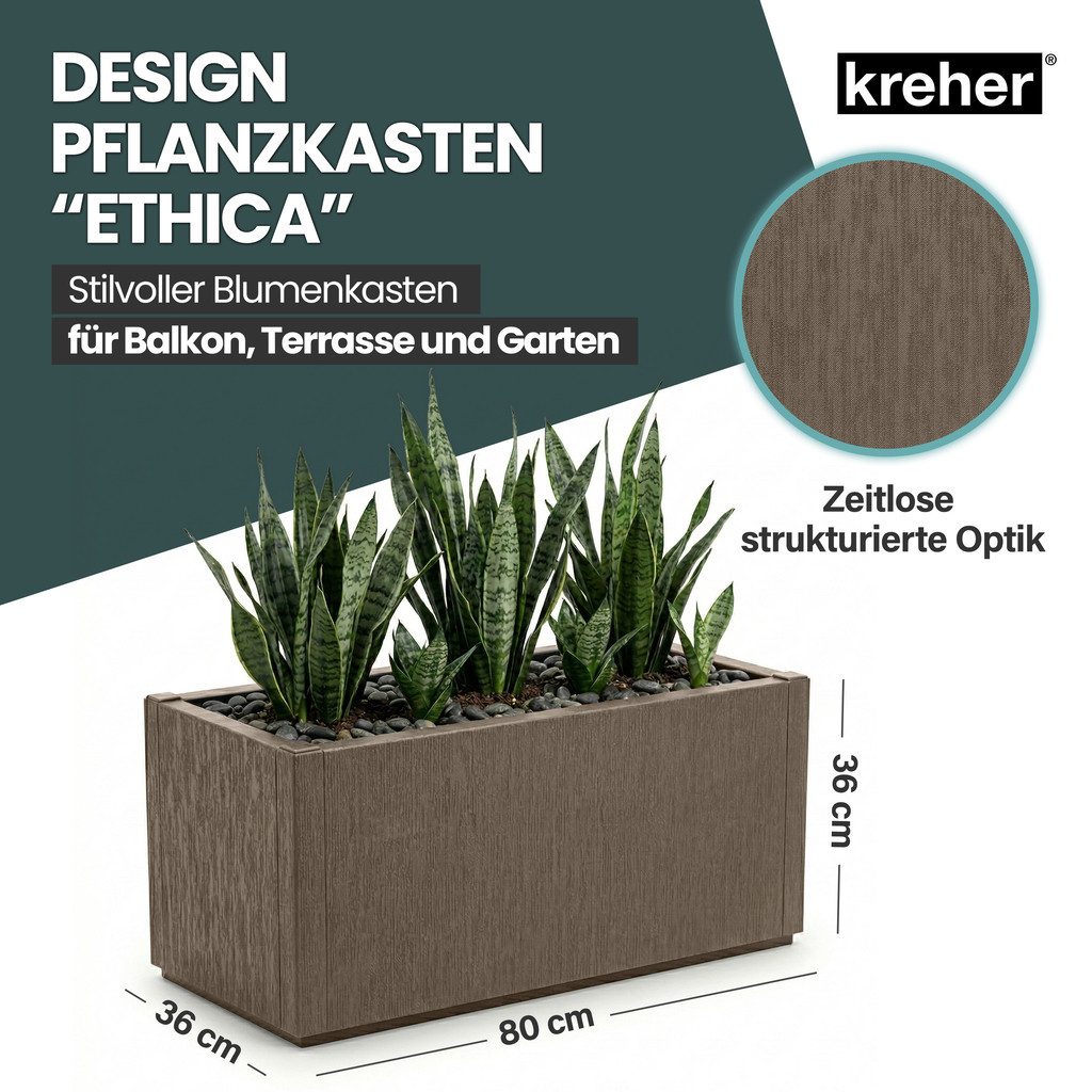 Kreher Blumenkasten XL Pflanzkasten in strukturierter Optik in verschiedenen Farben