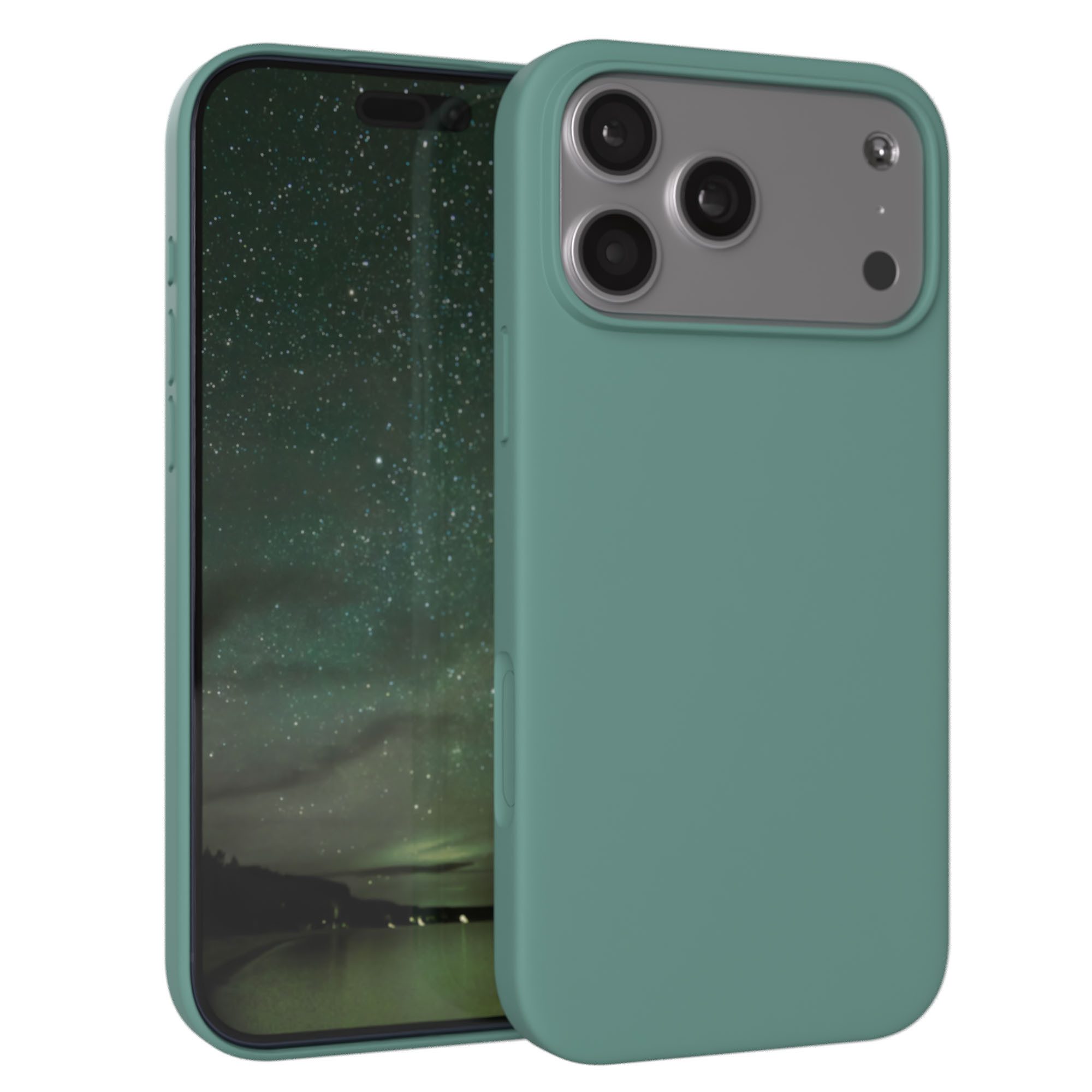 EAZY CASE Handyhülle für Apple iPhone 17 Pro Max Hülle Silikon 6,9 Zoll, Schutzhülle mit Kameraschutz Back Cover Bumper Case Case Dunkelgrün
