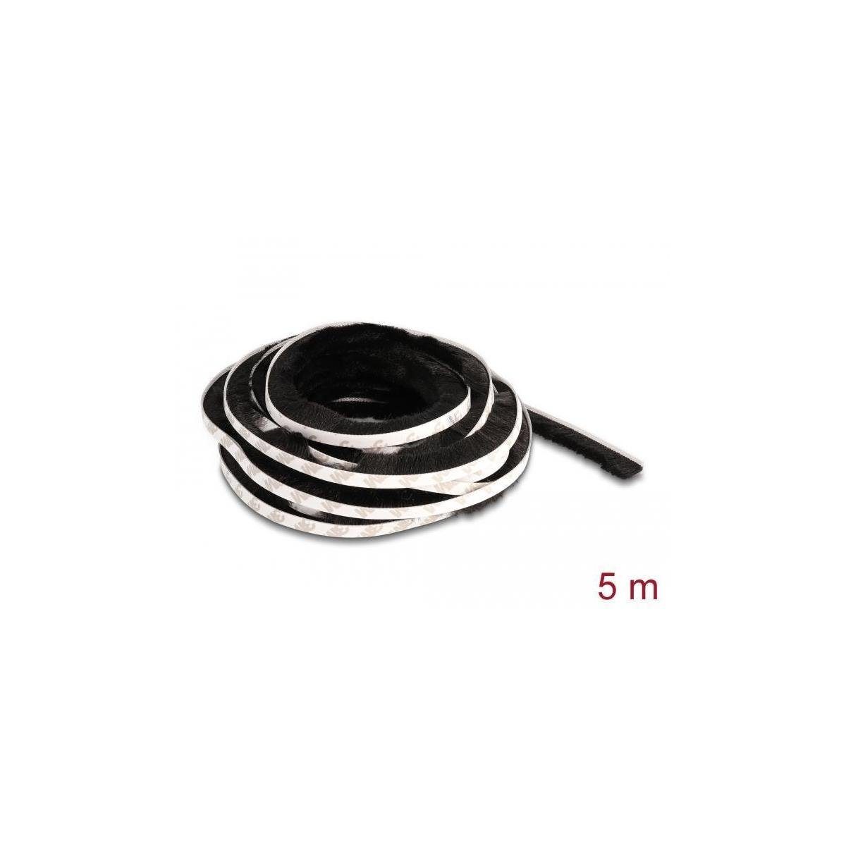 Delock Kabelverbinder-Sortiment 66895 - Bürstenstreifen selbstklebend 15 mm - Länge 5 m schwarz