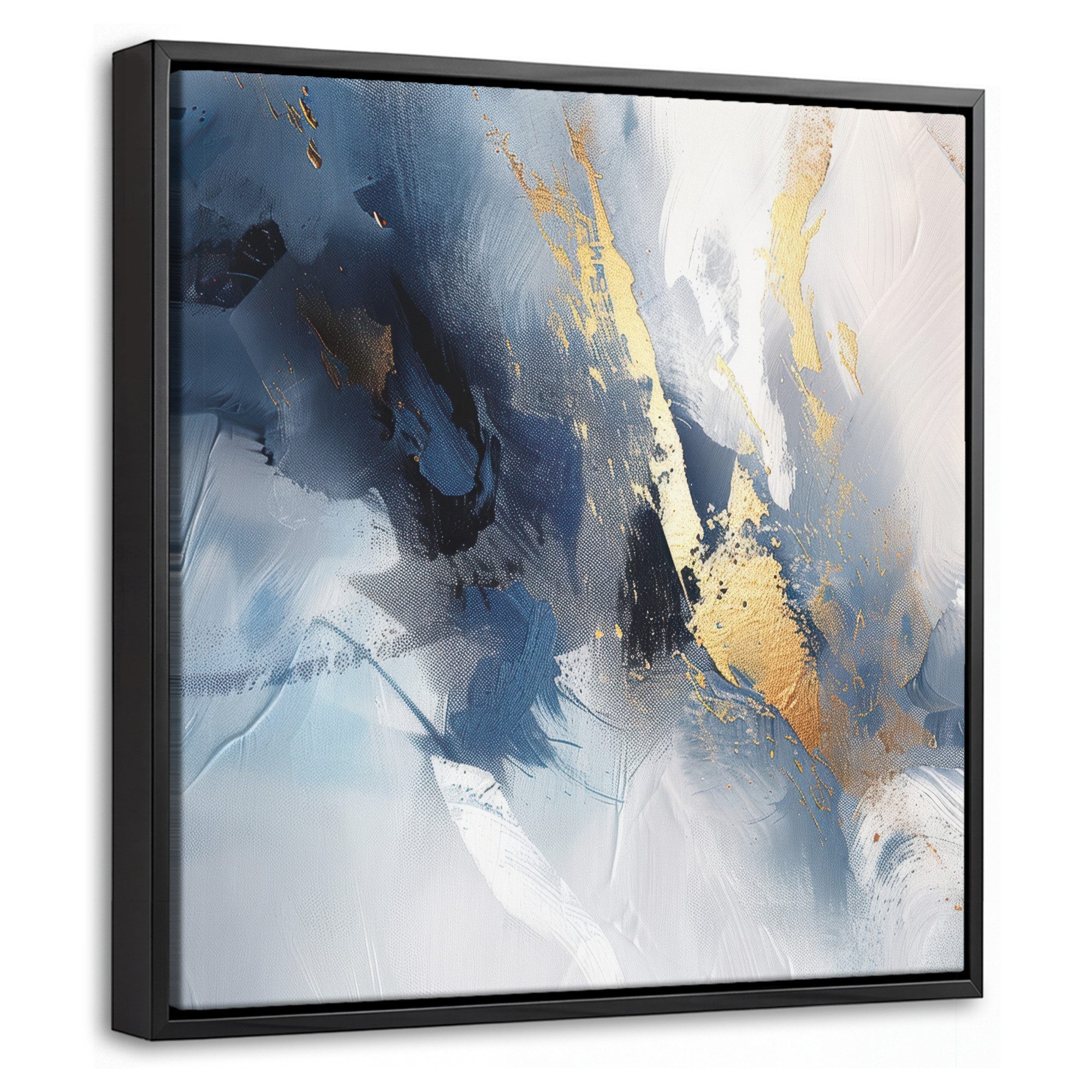 OneMillionCanvasses® Leinwandbild mit Rahmen - Blau - Modern - Marmor - Abstrakt - Gold, Fotodruck (1 St), Leinwand Bilder Klein, Wand Dekoration Aesthetic 20x20cm