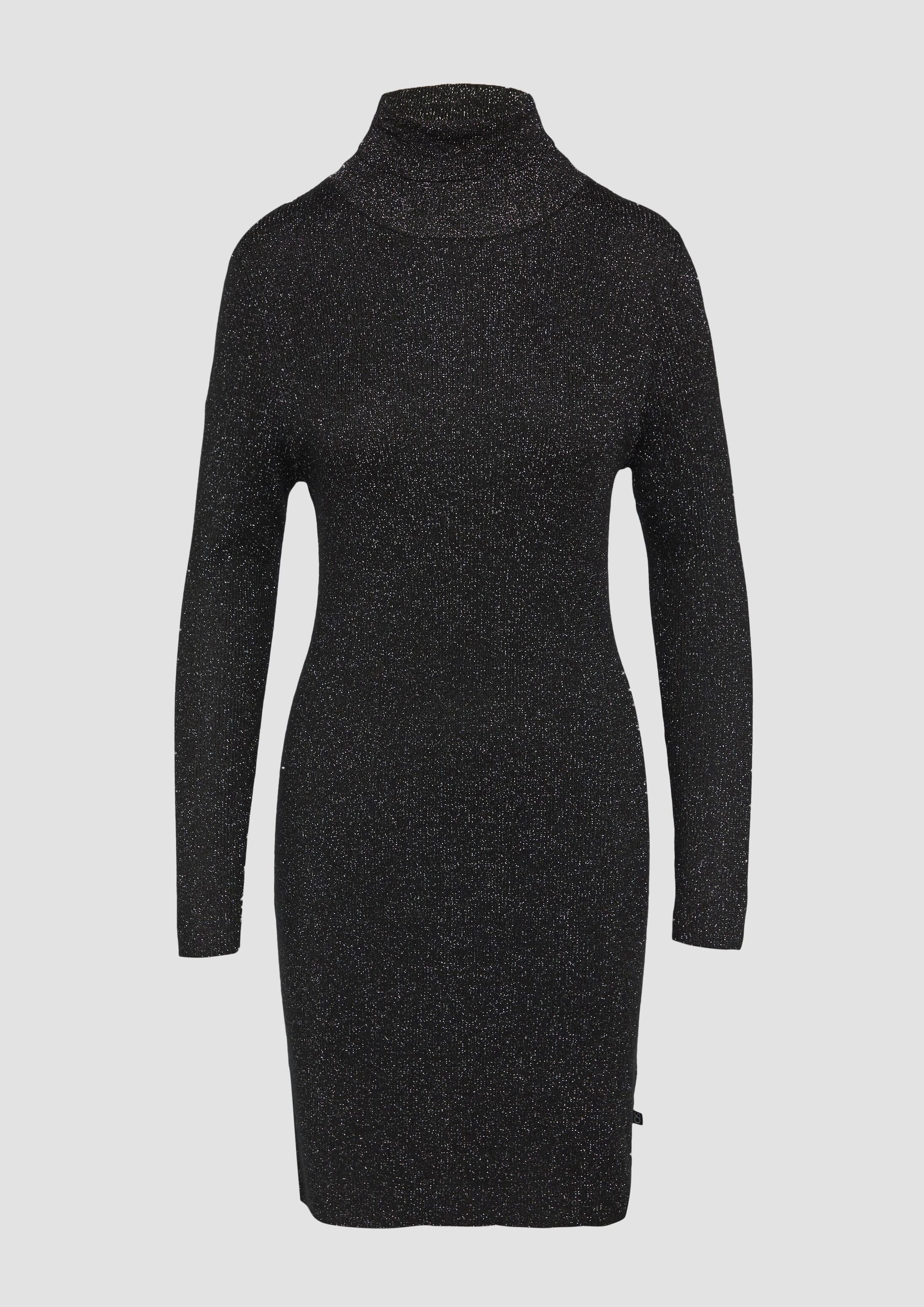 QS Minikleid Kleid Schmal geschnittenes Rippstrickkleid mit Glitzereffekt