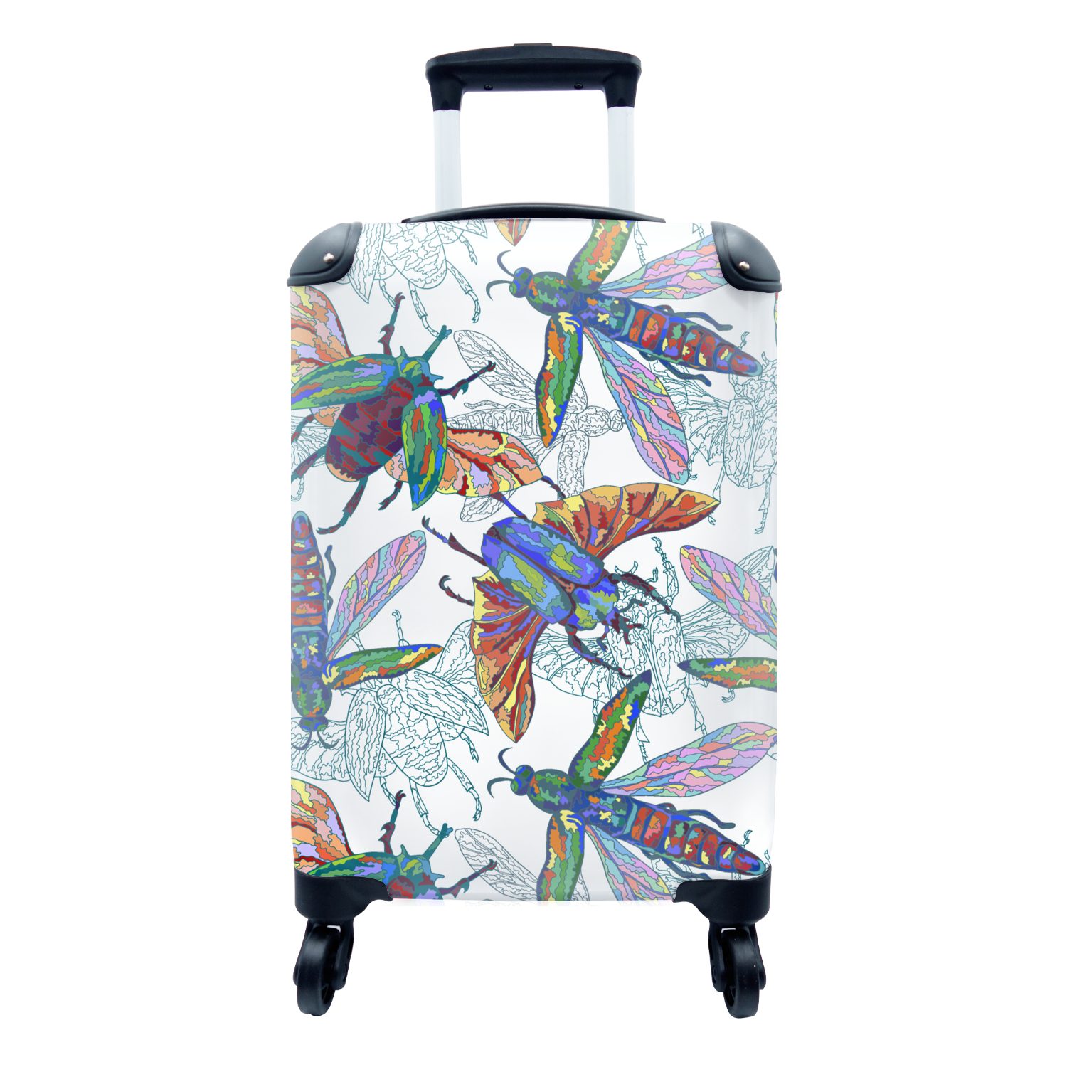 MuchoWow Handgepäckkoffer Insekten - Regenbogen - Design, 4 Rollen, Reisetasche mit rollen, Handgepäck für Ferien, Trolley, Reisekoffer