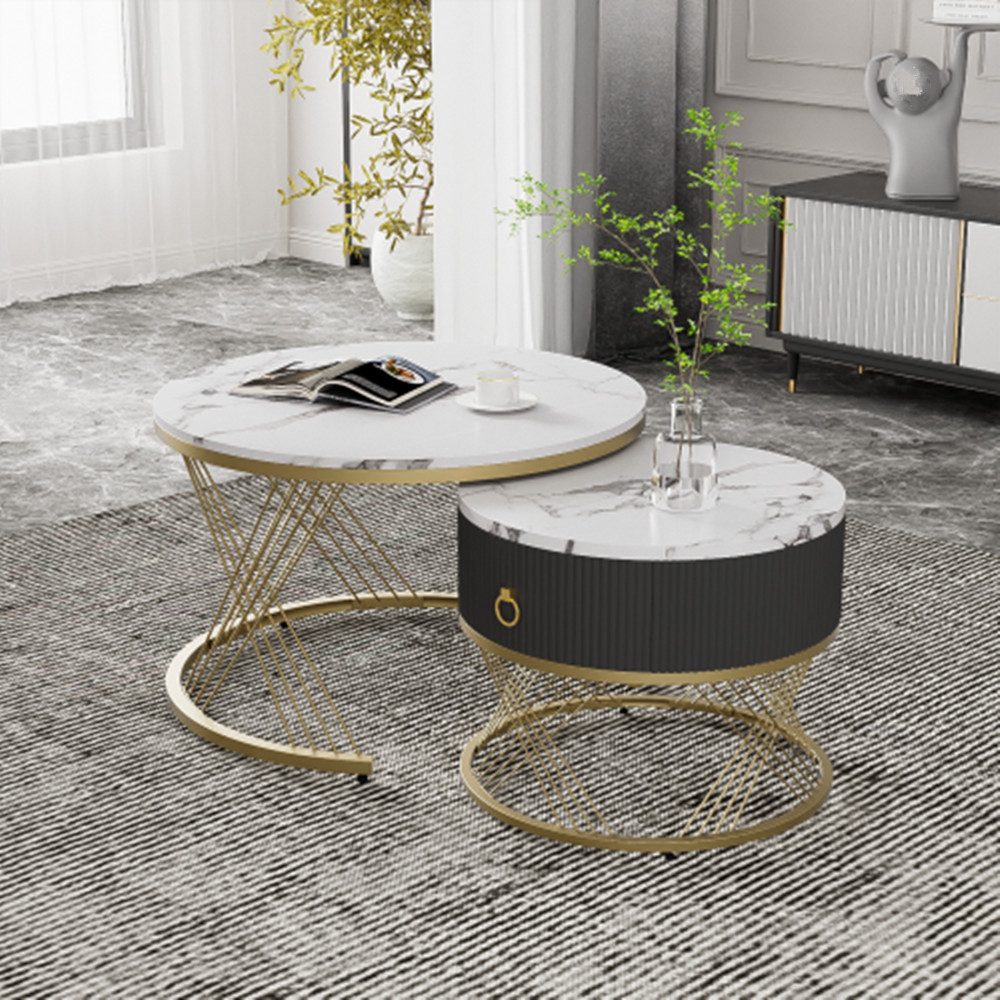 Couchtisch 2er-Set Couchtisch,Eleganter Wohnzimmertisch zusammensetzbarer