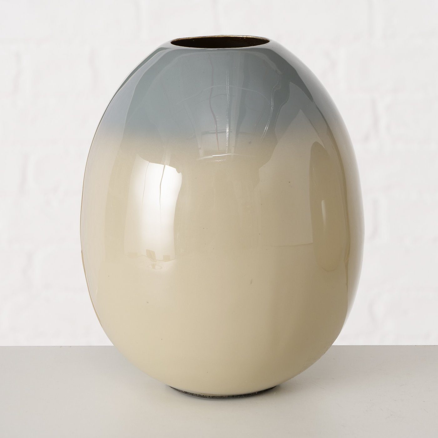 BOLTZE Dekovase 2er Set "Zera Metall H18cm, Vase aus beige/grau in "