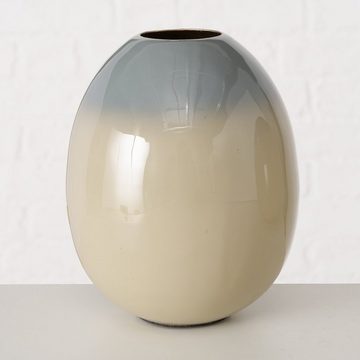 BOLTZE Dekovase 2er Set "Zera " aus Metall in beige/grau H18cm, Vase