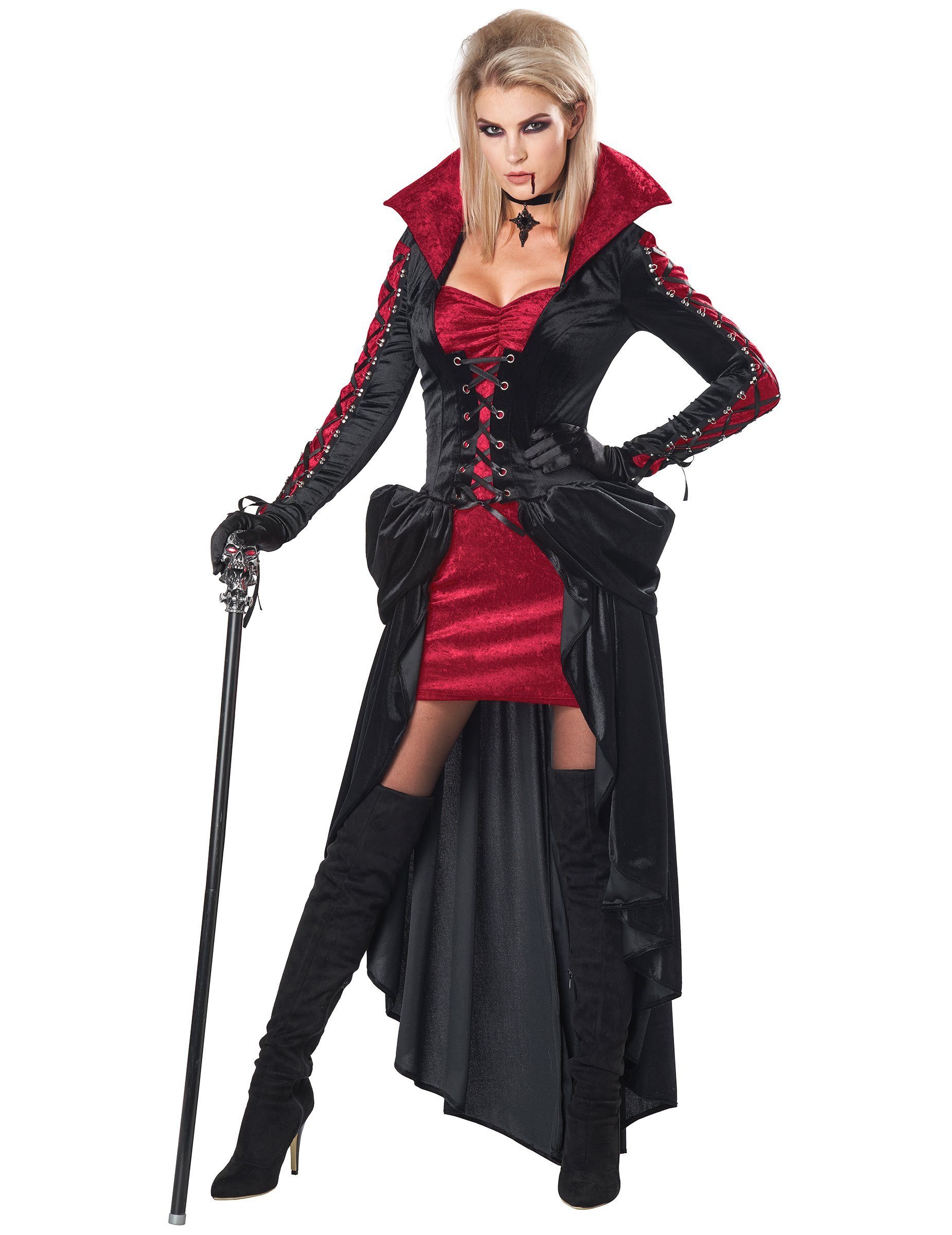 California Costumes Kostüm Verführerisches Vampir-Kostüm für Damen Halloweenkostüm schwarz-rot