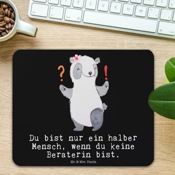 Mr. & Mrs. Panda Mauspad Beraterin Herz - Schwarz - Geschenk, IT Beratung, Mauspad, Finanzbera (1-St), Handgelenkschonend