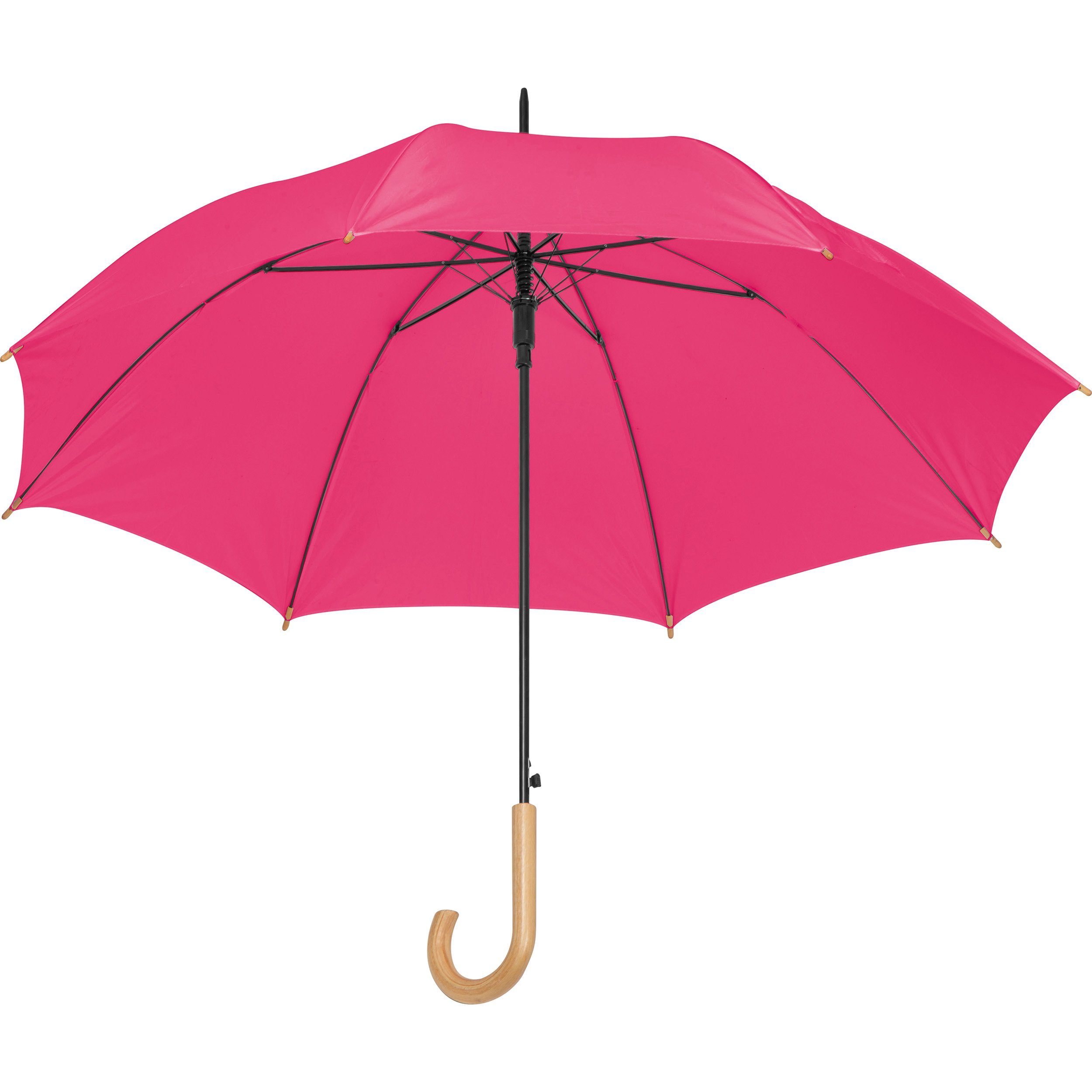 Macma Stockregenschirm Automatik-Regenschirm mit Holzgriff und Holzspitzen / Farbe: pink