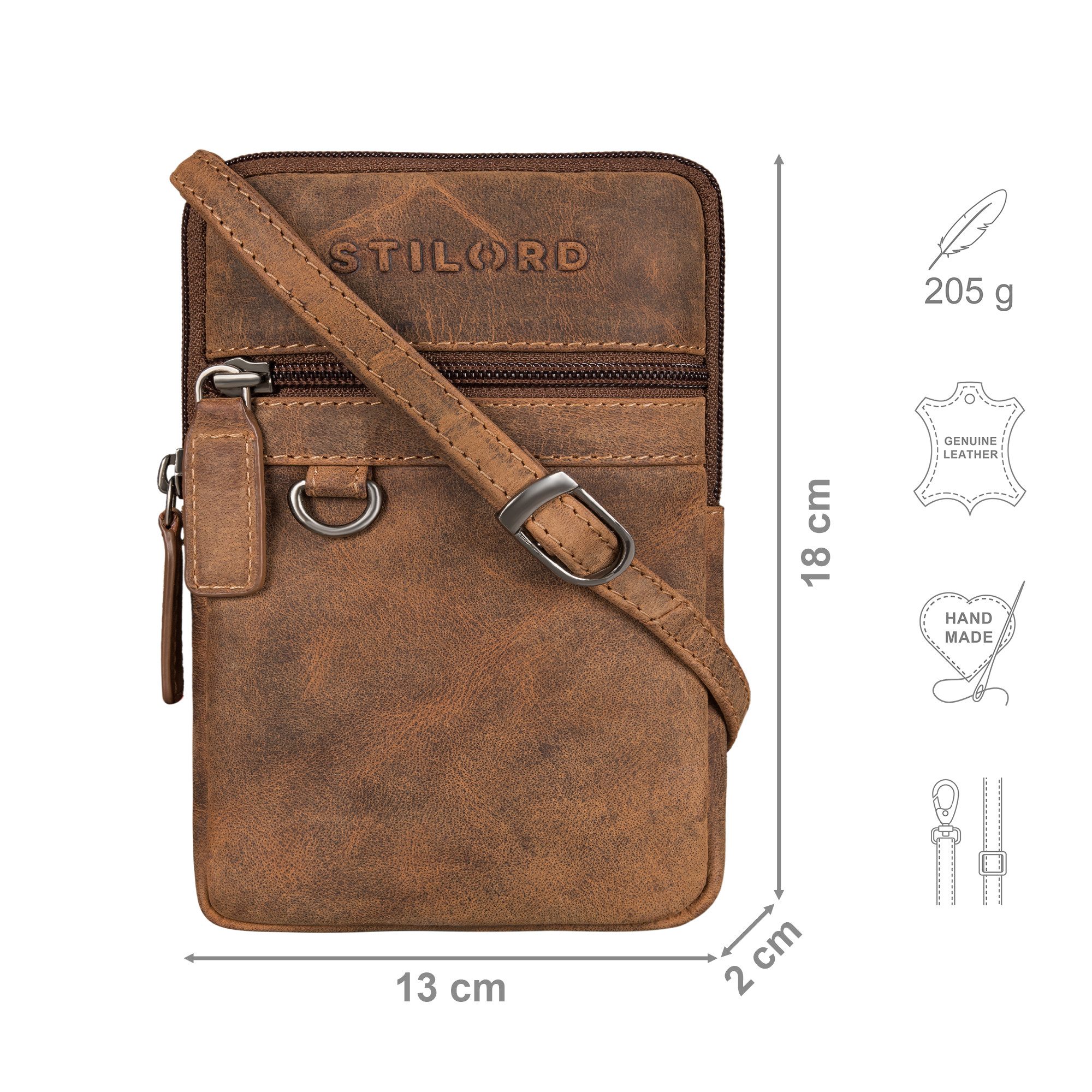 STILORD Handtasche "Mauve" 2-in-1 Gürteltasche Umhängetasche Herren Leder Klein