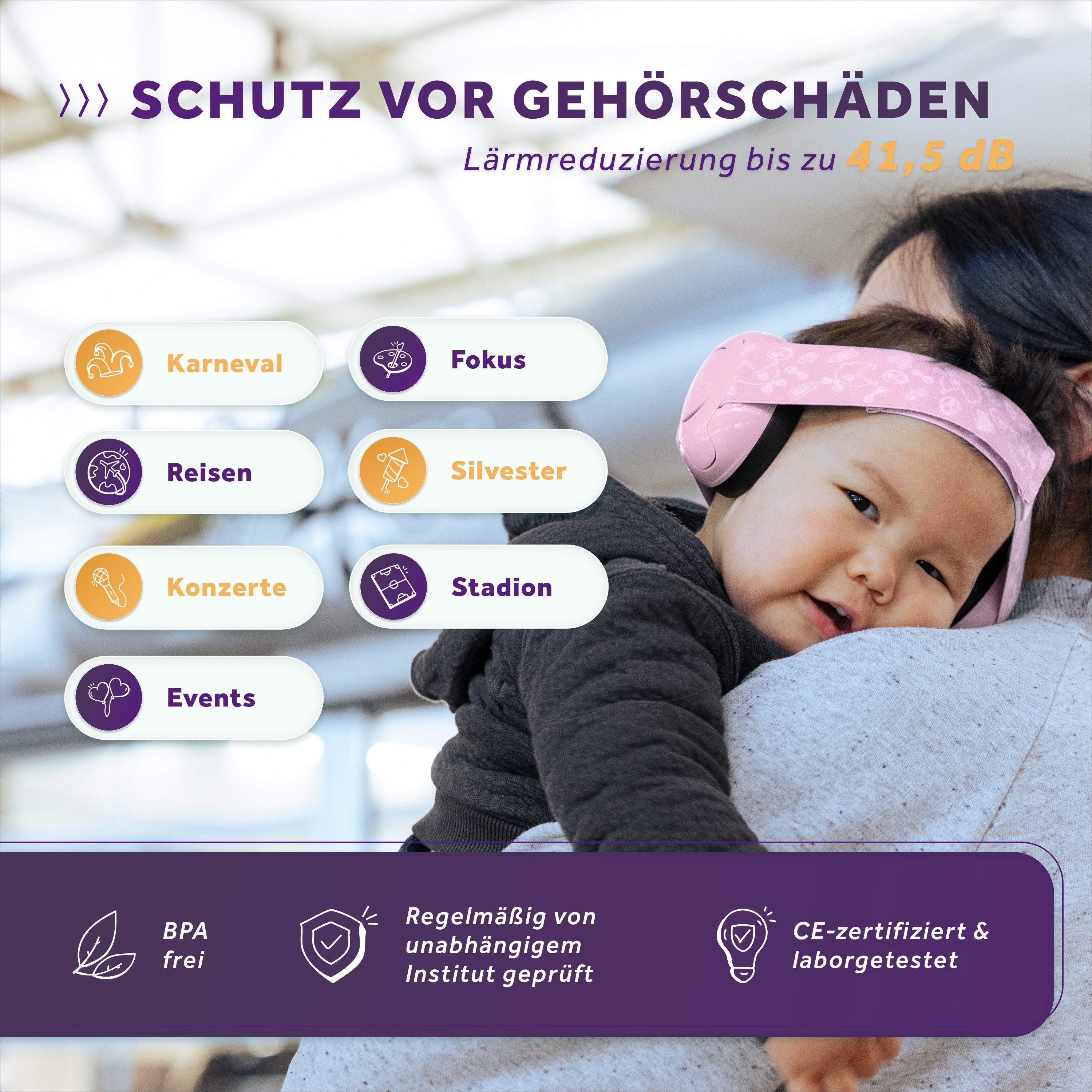 – Gehörschutz Kleinkind Schallwerk Rosa Mini+ Kapselgehörschutz Kinder Kapselgehörschutz Schallwerk® für