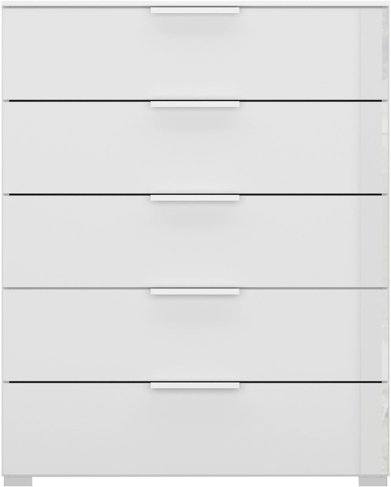 rauch Schubkastenkommode Kommode Sideboard Wäscheschrank Schrank SKAT MERIDIAN (inkl. SOFT-CLOSE-FUNKTION), mit 5 Schubladen mit Glasfront in elegantem Design MADE IN GERMANY