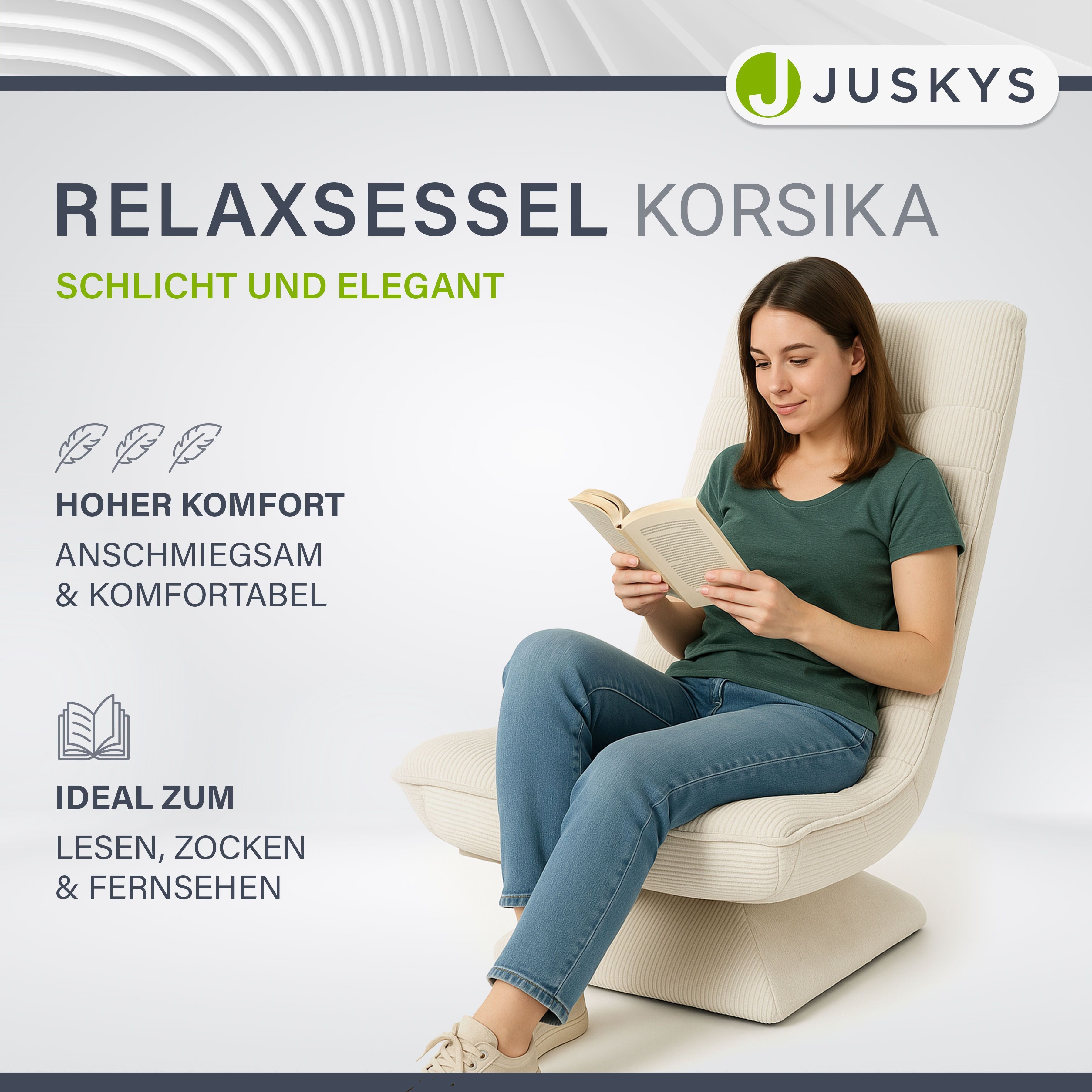 Juskys Relaxsessel Korsika, 360°-drehbar & klappbar, Cord-Bezug, ergonomisc günstig online kaufen