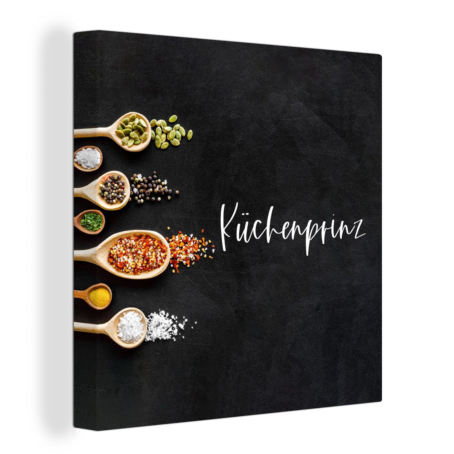 OneMillionCanvasses® Leinwandbild Sprichwörter Küchenprinz Zitate