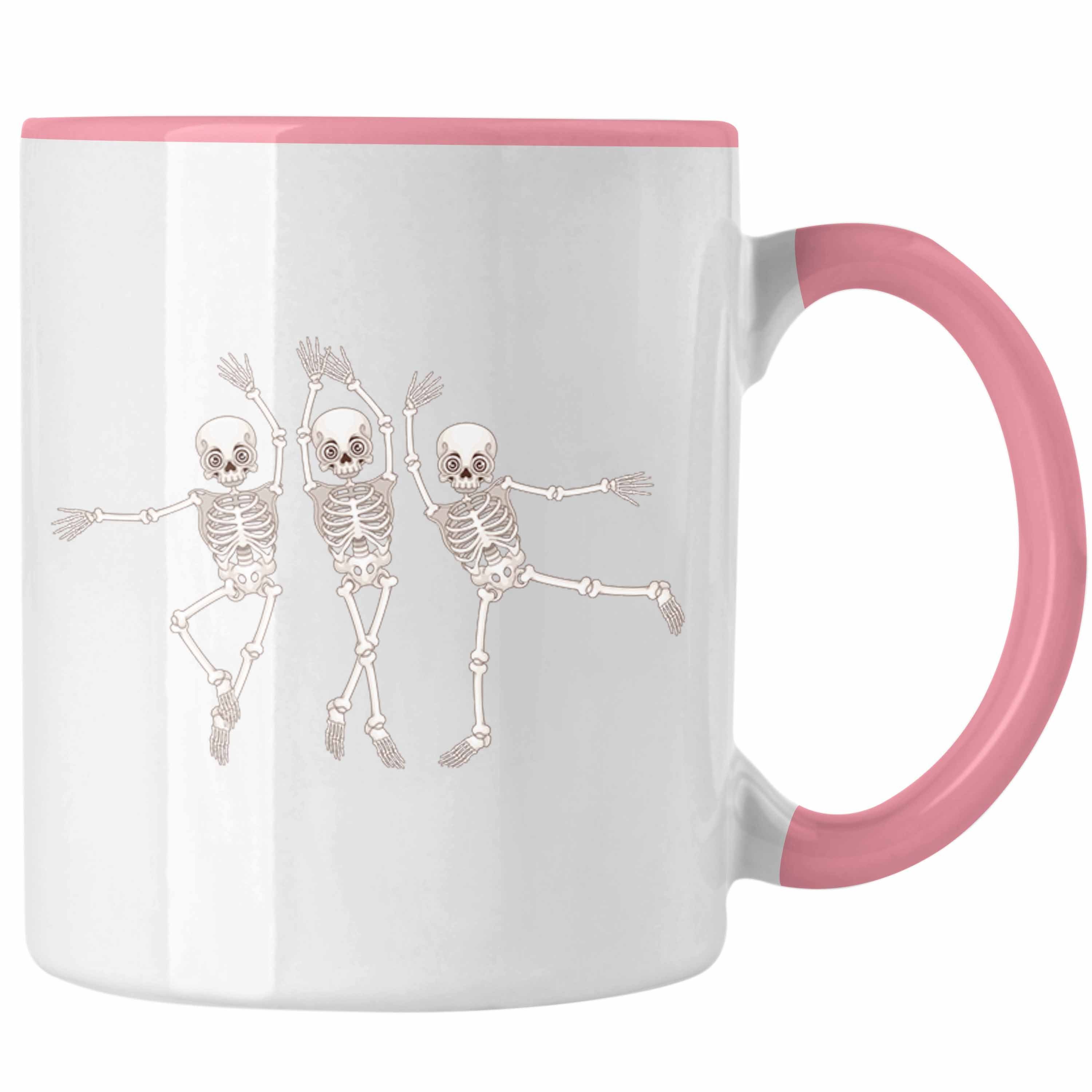 Trendation Tasse Lustige Tasse mit Skelette Rosa für Tanzbegeist Geschenkidee Tanzen - Motiv