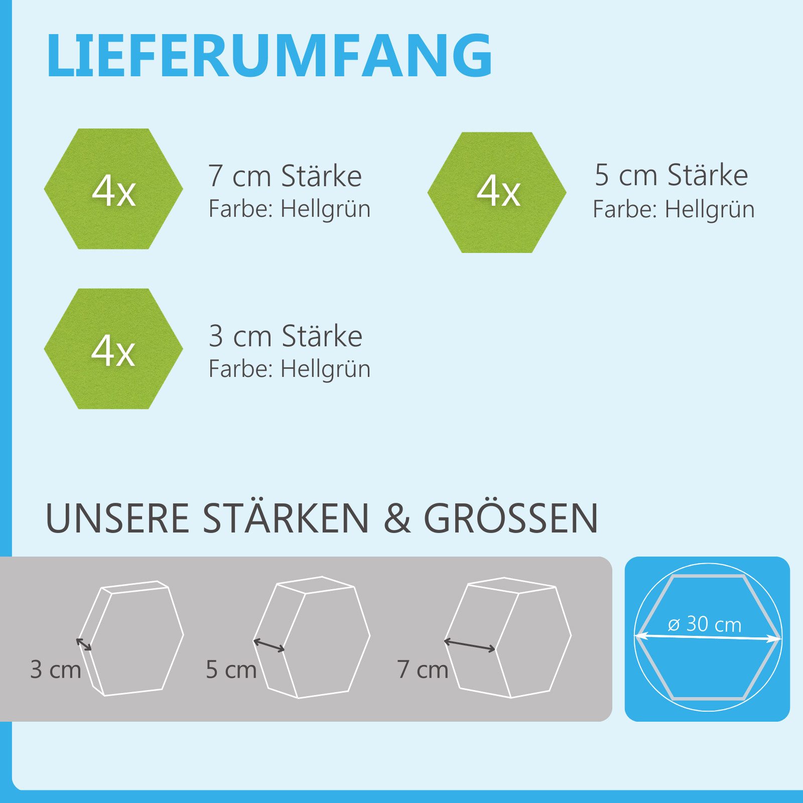 platino24 Akustikplatte 12 Absorber Wabenform aus Basotect ® G+