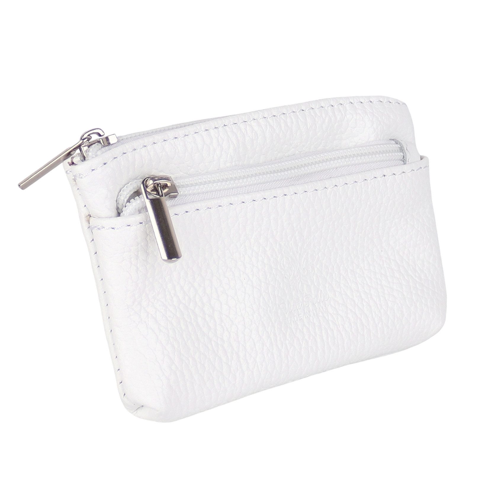 MIRROSI Mini Geldbörse Damen Geldbörse klein Made in Italy mit 2 Reißverschlussfächern (Prägung, ca. 12 x 8 x 1 cm), viele tolle Trendfarben zur Auswahl, leicht