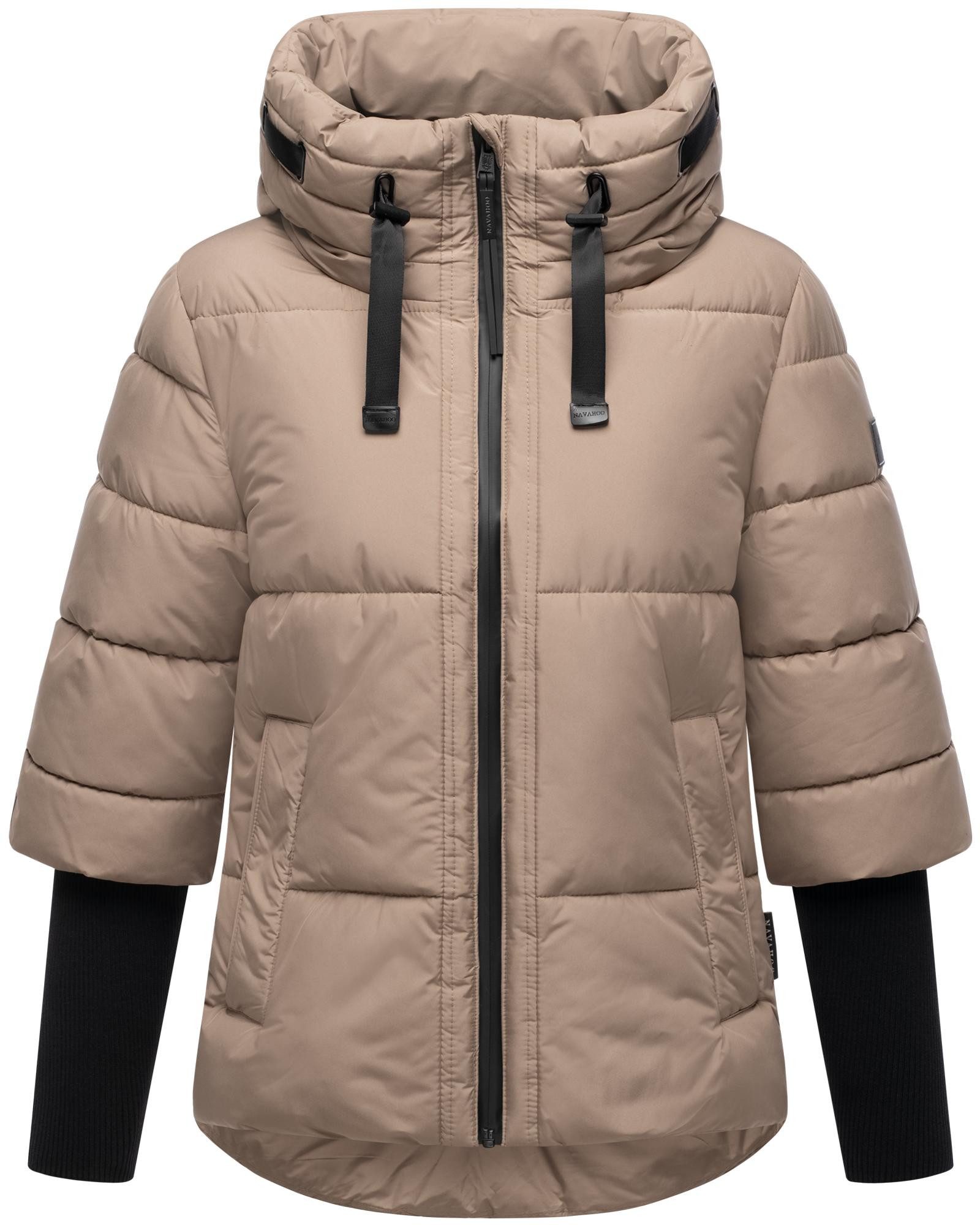 Navahoo Steppjacke Lotusherz XIV Warme gesteppte Winterjacke mit Rippstrickärmeln – Bild 2 von 5