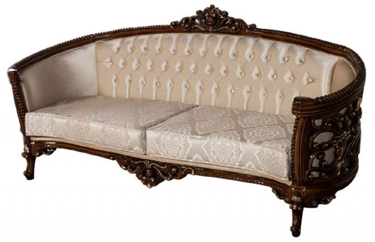Braun Casa Sofa Sofa Muster Luxus - Wohnzimmer Padrino - Sofa / Prunkvolles mit Barock / Möbel Beige elegantem Barock Gold Wohnzimmer