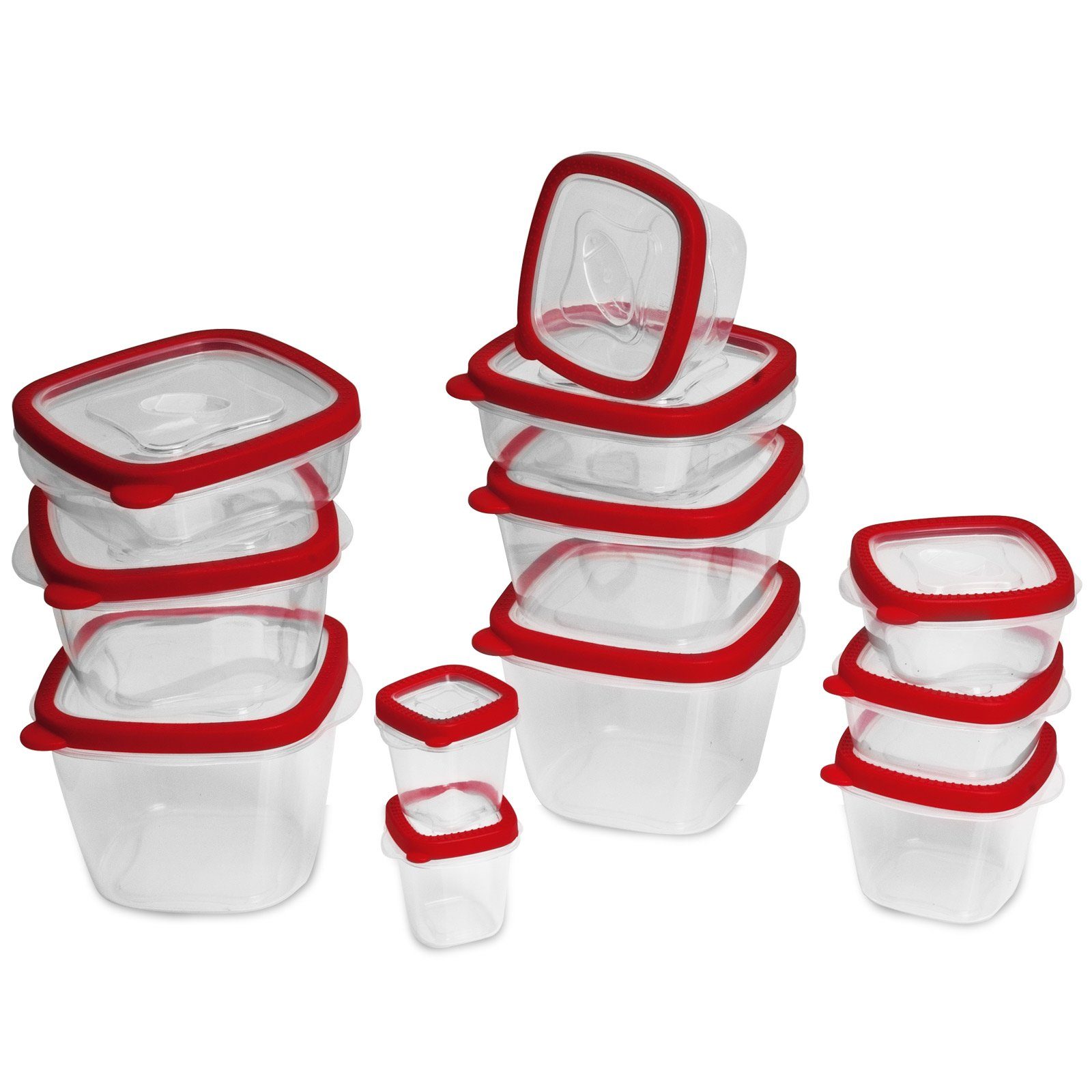 Deuba Frischhaltedose, (24-tlg), mit Deckel Ventil BPA-Frei Küche Vorratsdosen Spülmaschinen- & Rot