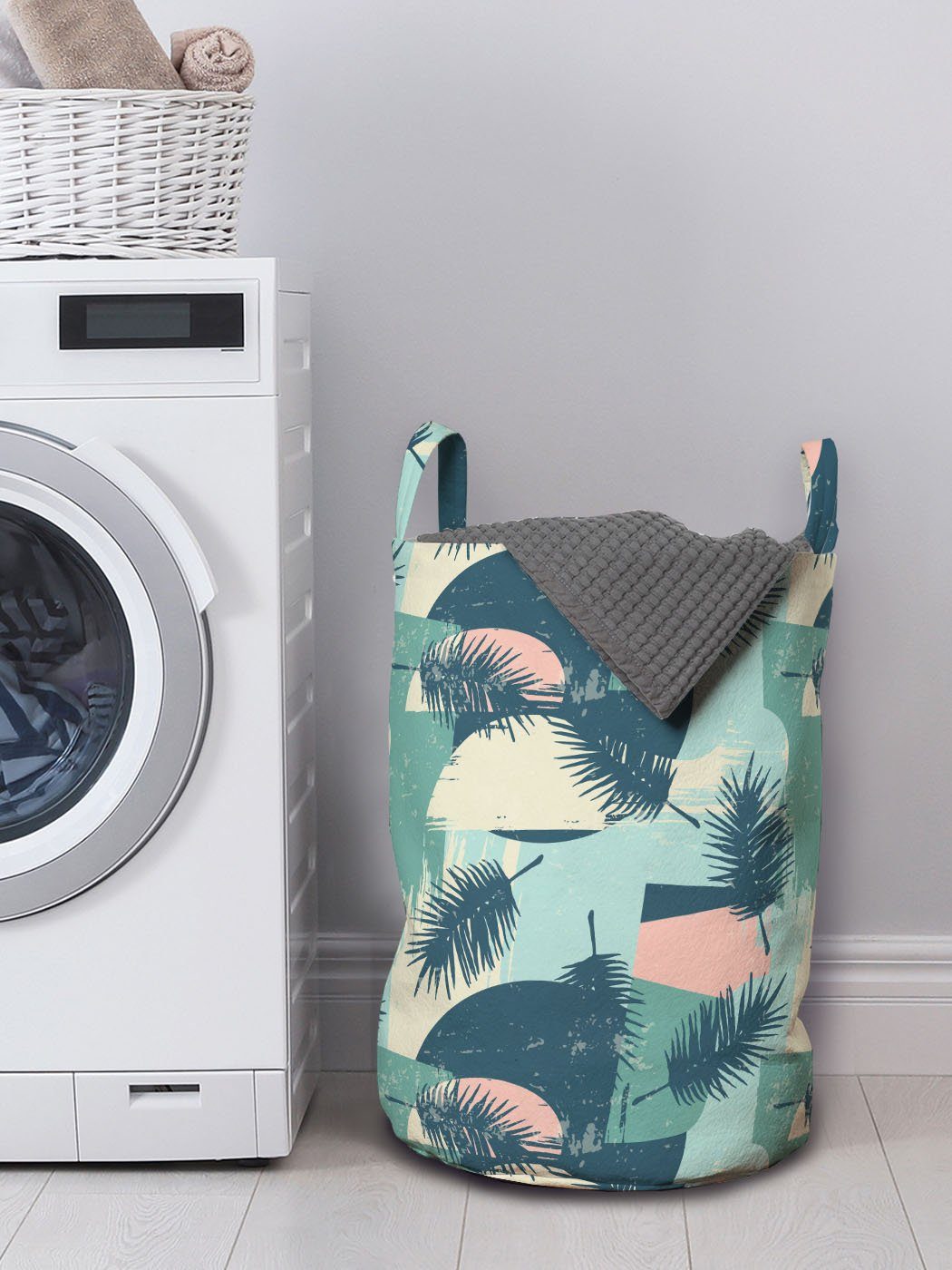 Kordelzugverschluss Hawaiian mit und Tropisch Griffen Abakuhaus Wäschesäckchen Waschsalons, für Wäschekorb Blätter Pflanzen