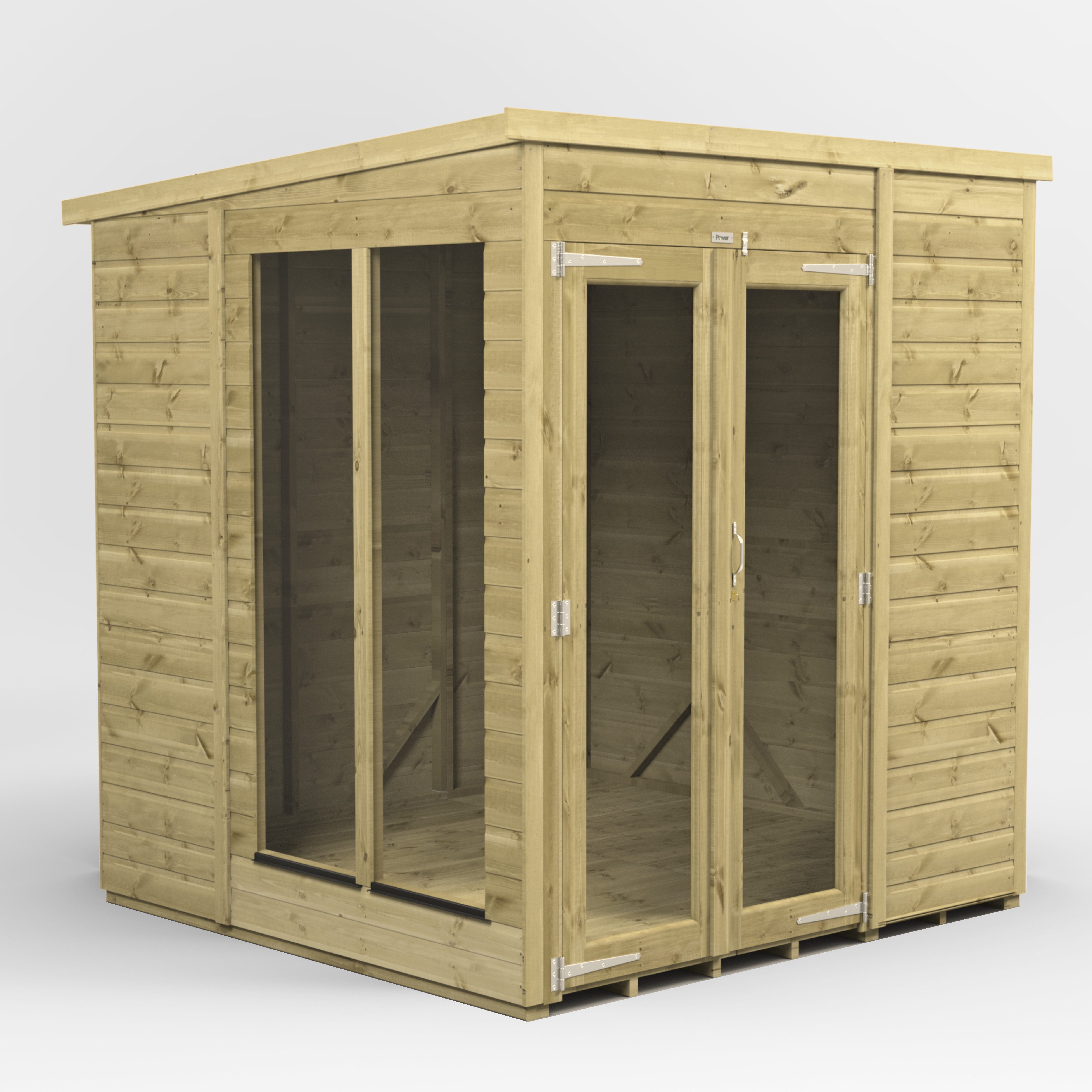 Gartenhaus Premium Sommerhäus mit Pultdach aus Nut- und Feder Vollholz