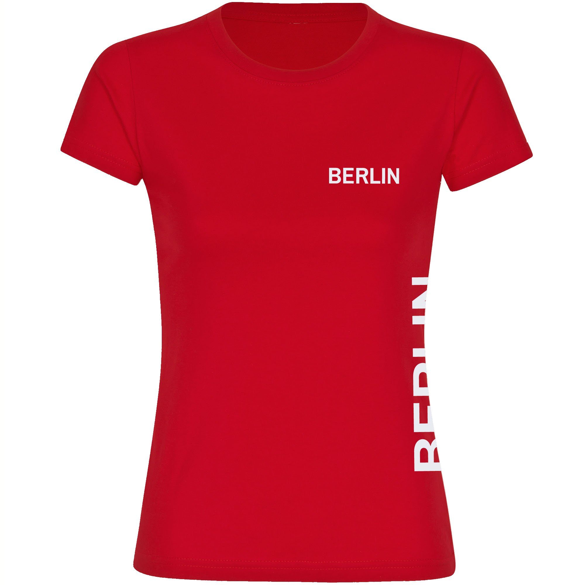 multifanshop T-Shirt Damen Berlin rot - Brust & Seite - Frauen