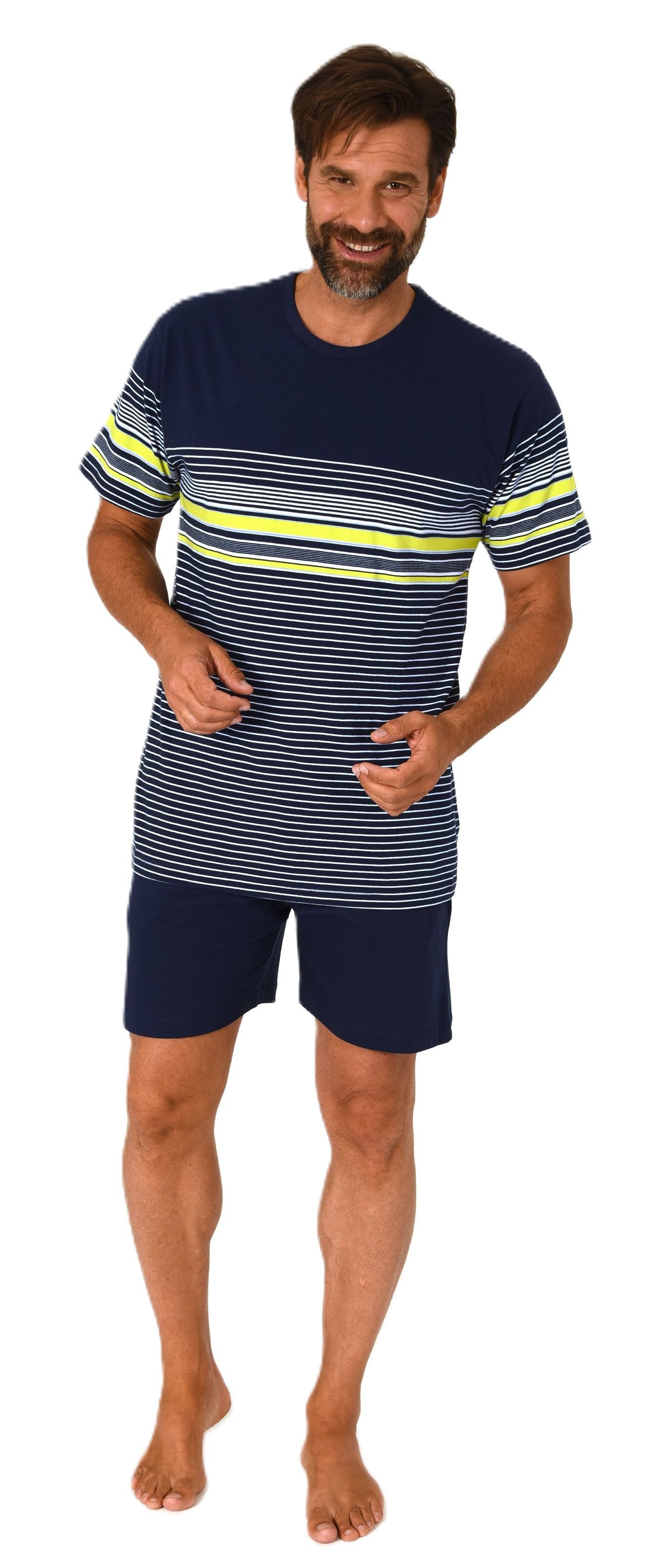 Normann Pyjama Normann Herren kurzarm Schlafanzug Shorty in eleganter Strei günstig online kaufen