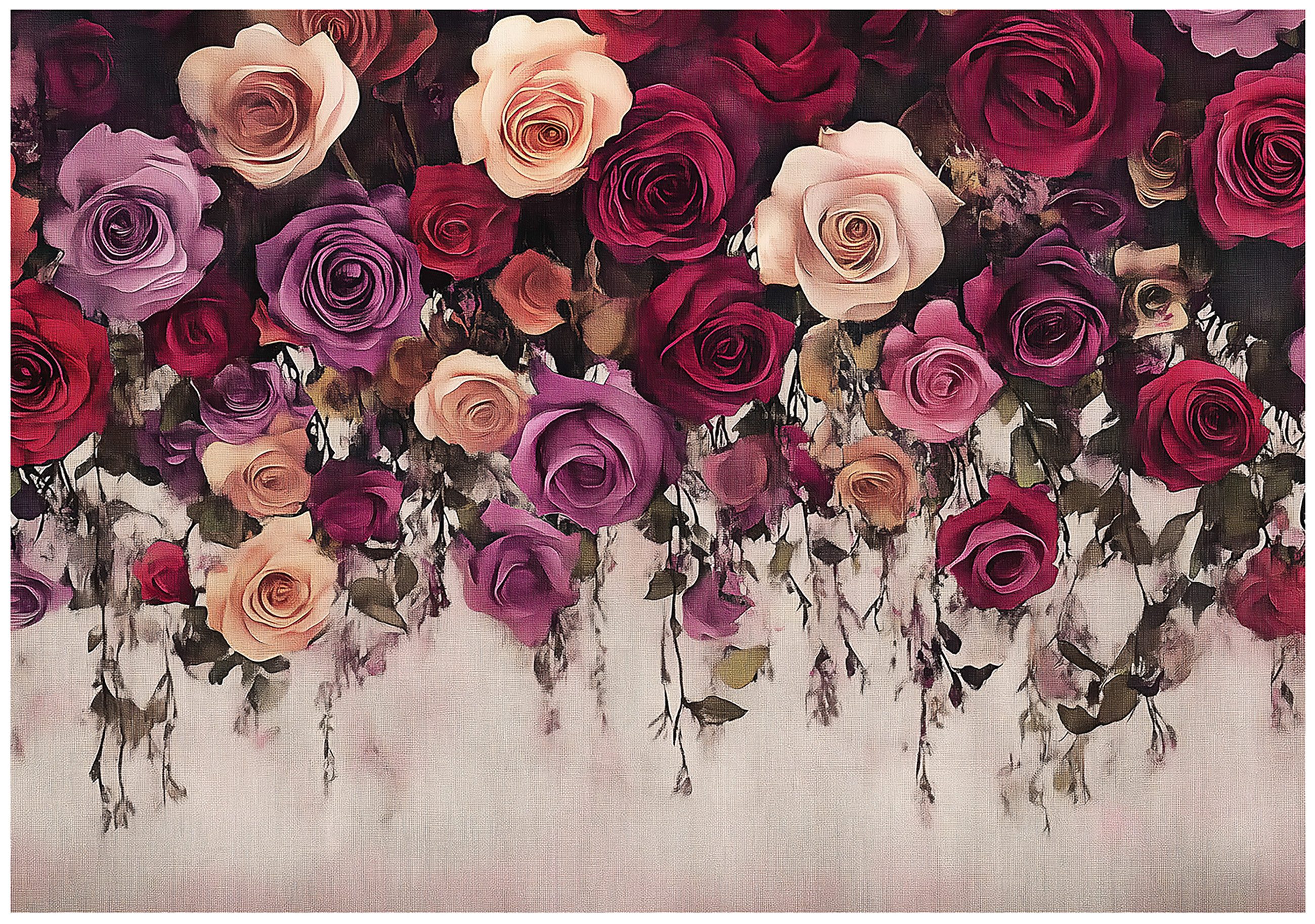 Wallarena Fototapete Rosen Blumen Rot Vlies Tapete Wohnzimmer Schlafzimmer Wandtapete, Glatt Vlies Washable, Rosen, Blumen, Rot, Rosa, (Packung, 2 St., Vlies Fototapete), Vliestapete schwarz Wohnzimmer Schlafzimmer Küche Tapete + Kleister