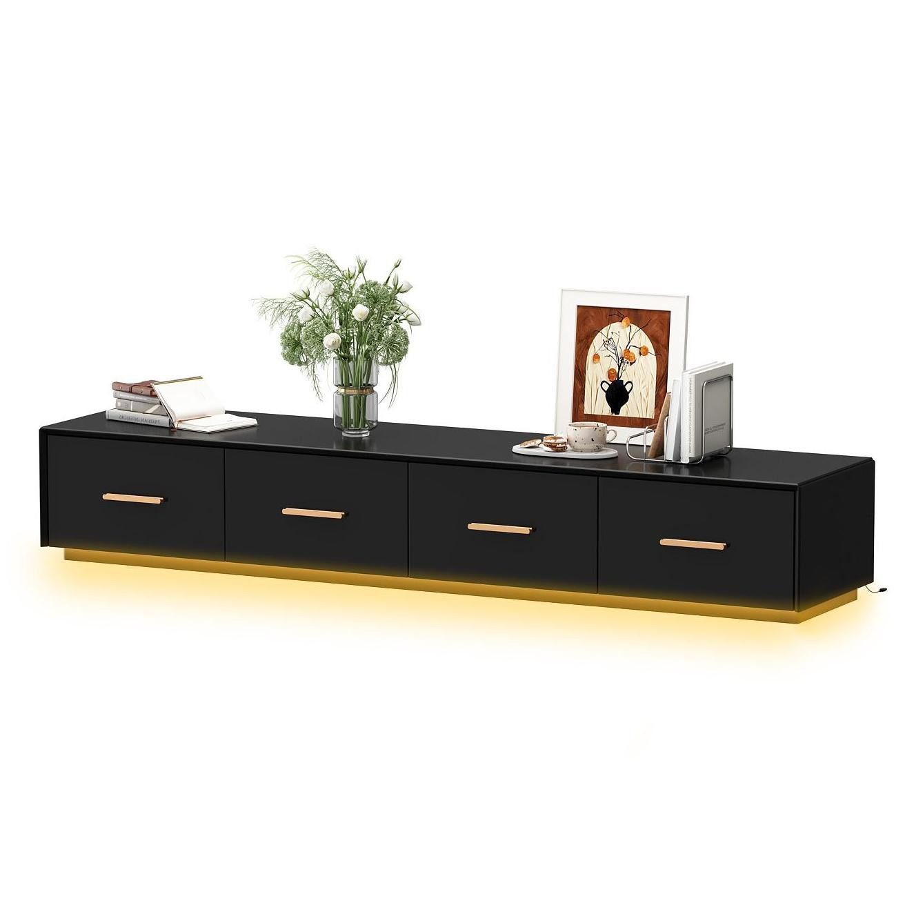 FUFU&GAGA Lowboard mit 4 Schubladen, mit Beleuchtung 3 Farbe, 180 x 30 x 40 günstig online kaufen