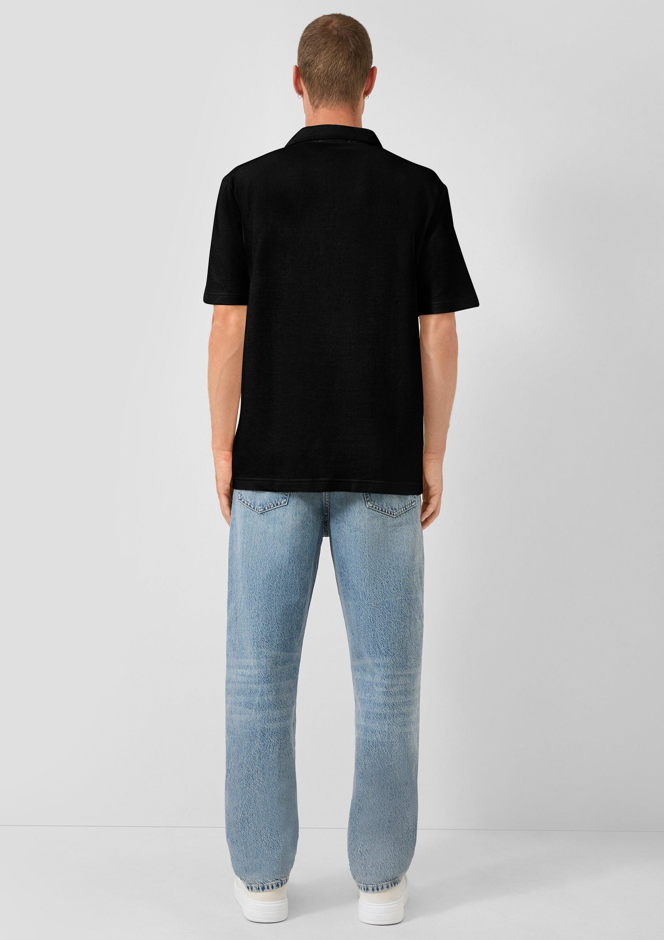 QS Kurzarmshirt Polo-Shirt Poloshirt mit Struktur