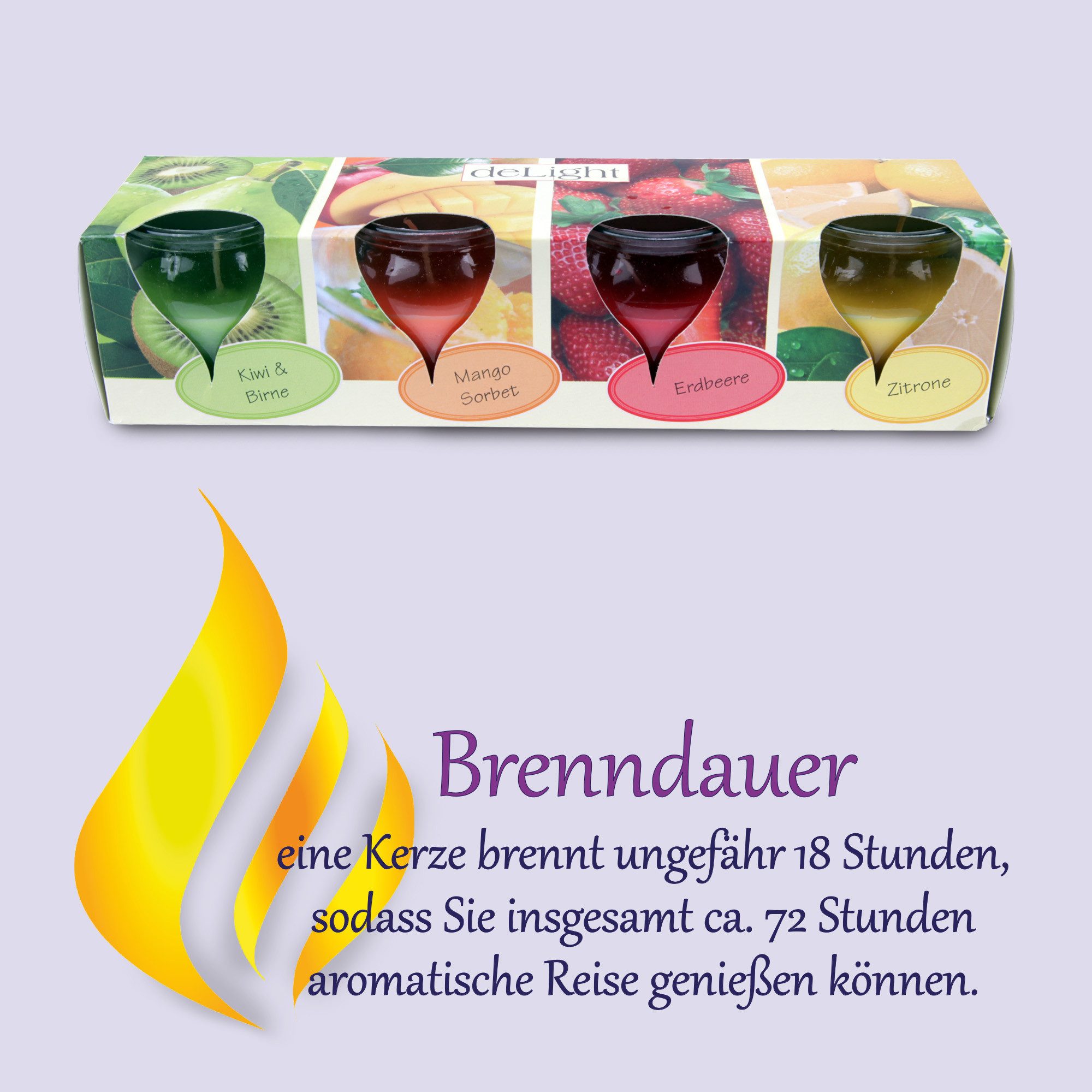 HS Candle Duftkerze Selection Duftmix im Glas (12-tlg), Fruit Selection, Duftnote fruchtig, Ø6x6cm, 18h, frisch & sommerlich – Bild 5 von 5