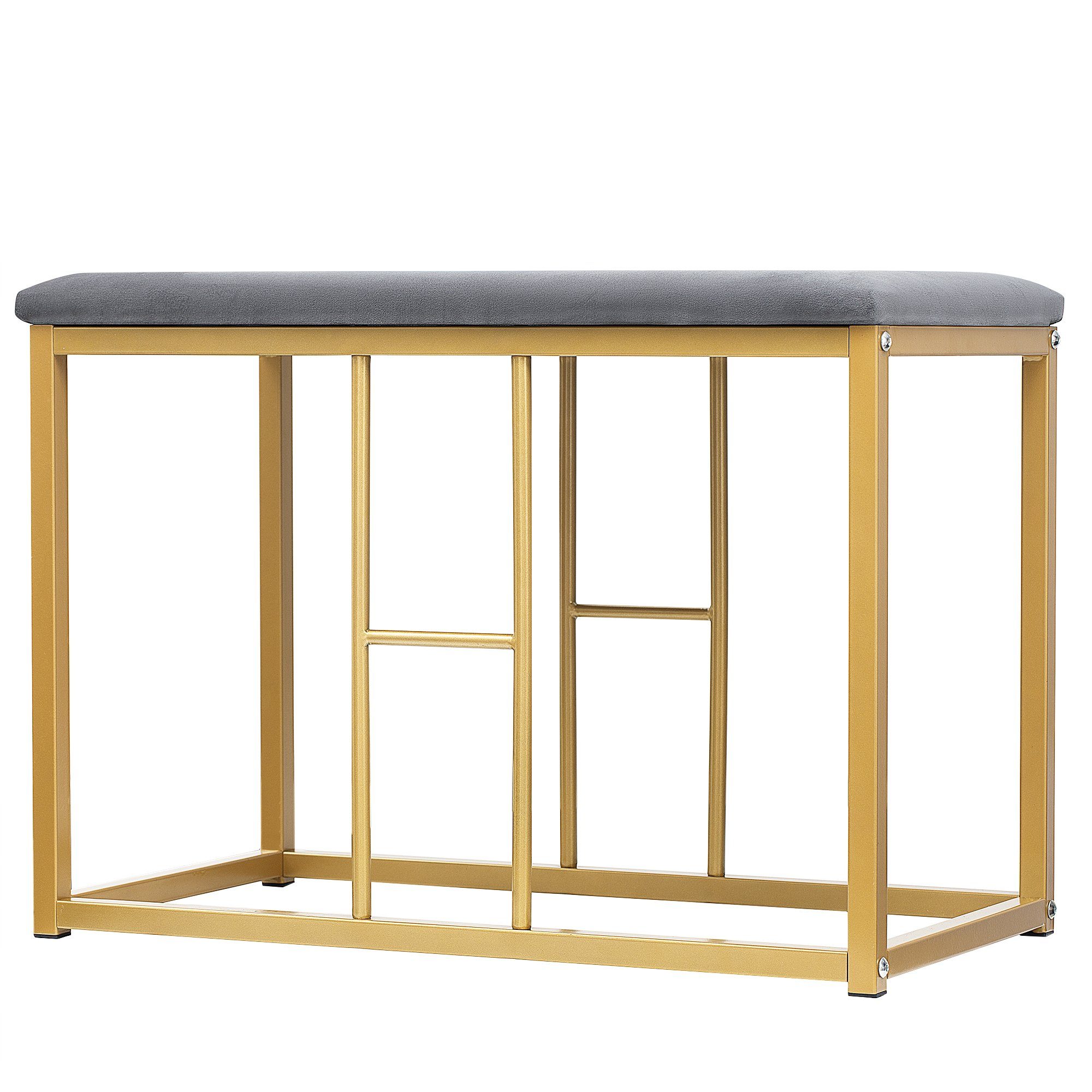 HAUSS SPLOE Essgruppe Esstisch belastbar weißer Set Essgruppe 140*70*76cm, Gold+Weiß+Grau ausStahlrahmen Stühle Moderner und Esstisch (6-tlg., 120 kg), Küchen und Set, mit Küchen Gold Esstisch