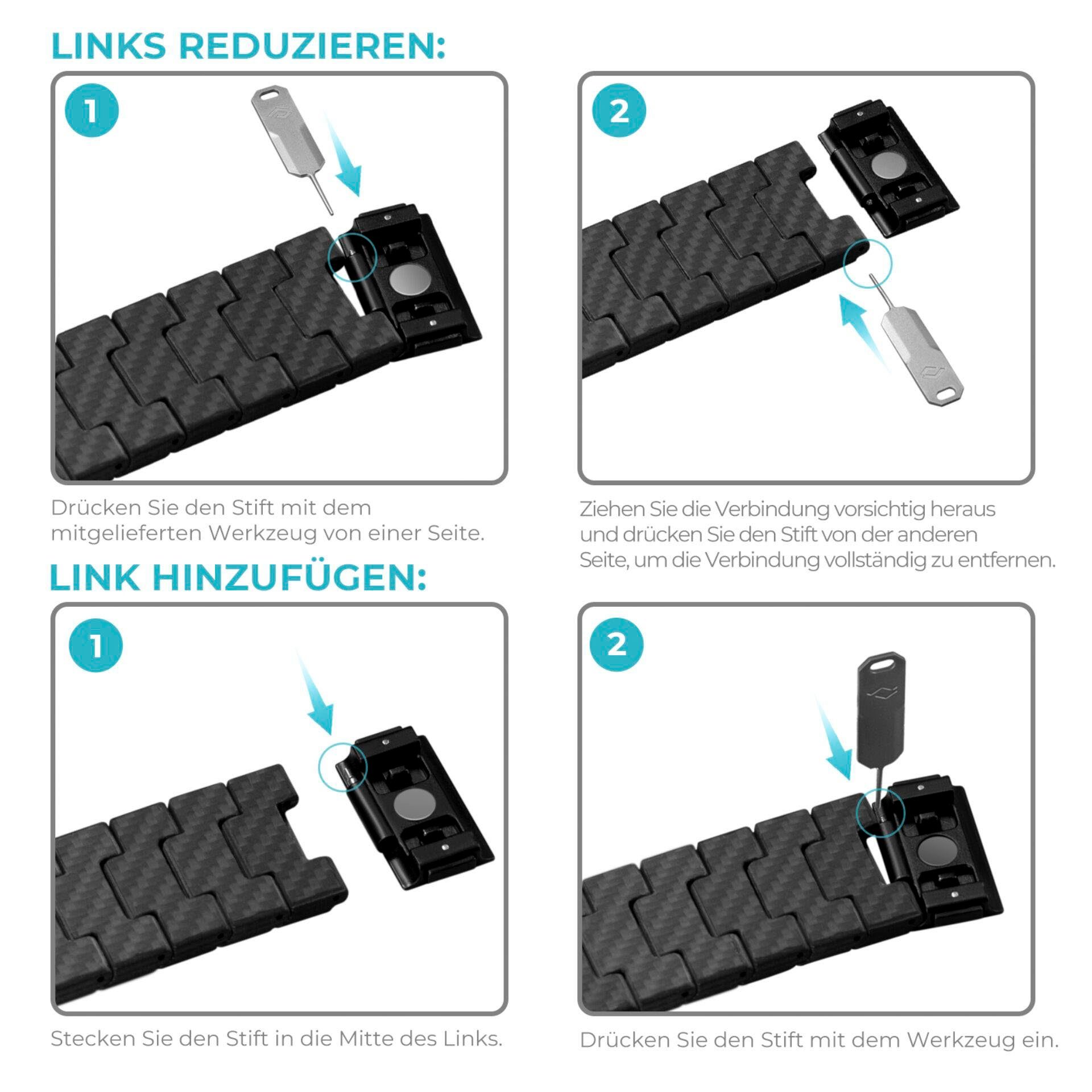 Pitaka Smartwatch-Armband Modern Carbon Link 42-44mm Band Bracelet Fiber