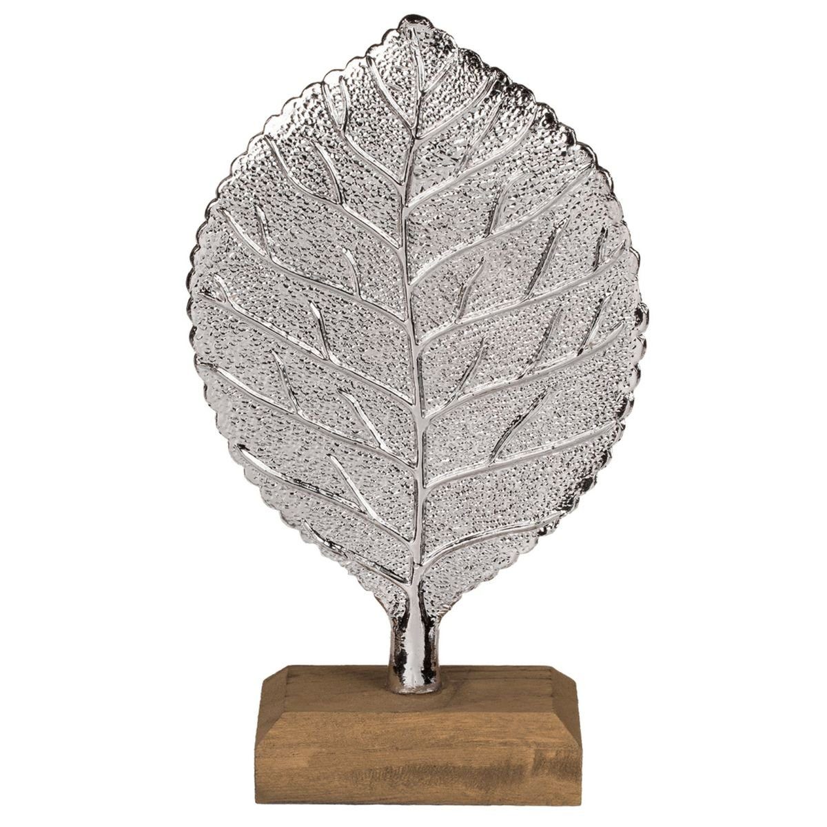 Dekoobjekt Dekoobjekt Blatt Aluminium 22cm Skulptur Statue Dekofigur