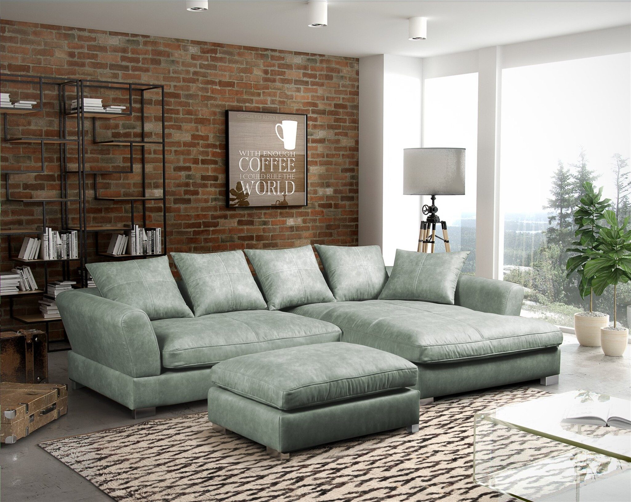 Fun Möbel Ecksofa Sofa inkl. Hocker TIZIAN Wildleder Preston, Ecksofa inkl. Hocker