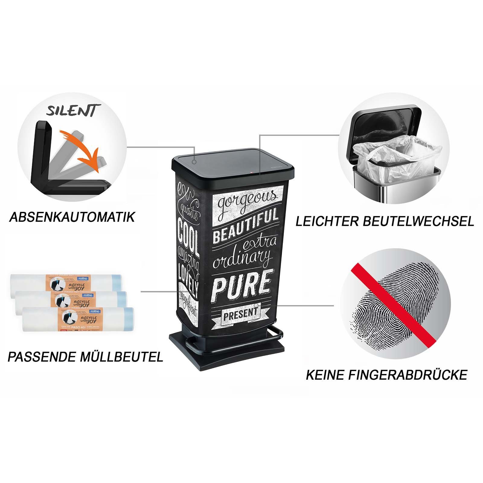 ROTHO Mülleimer Paso Set Mülleimer 40 l mit 3x 15 passenden Müllbeute, hergestellt in der Schweiz