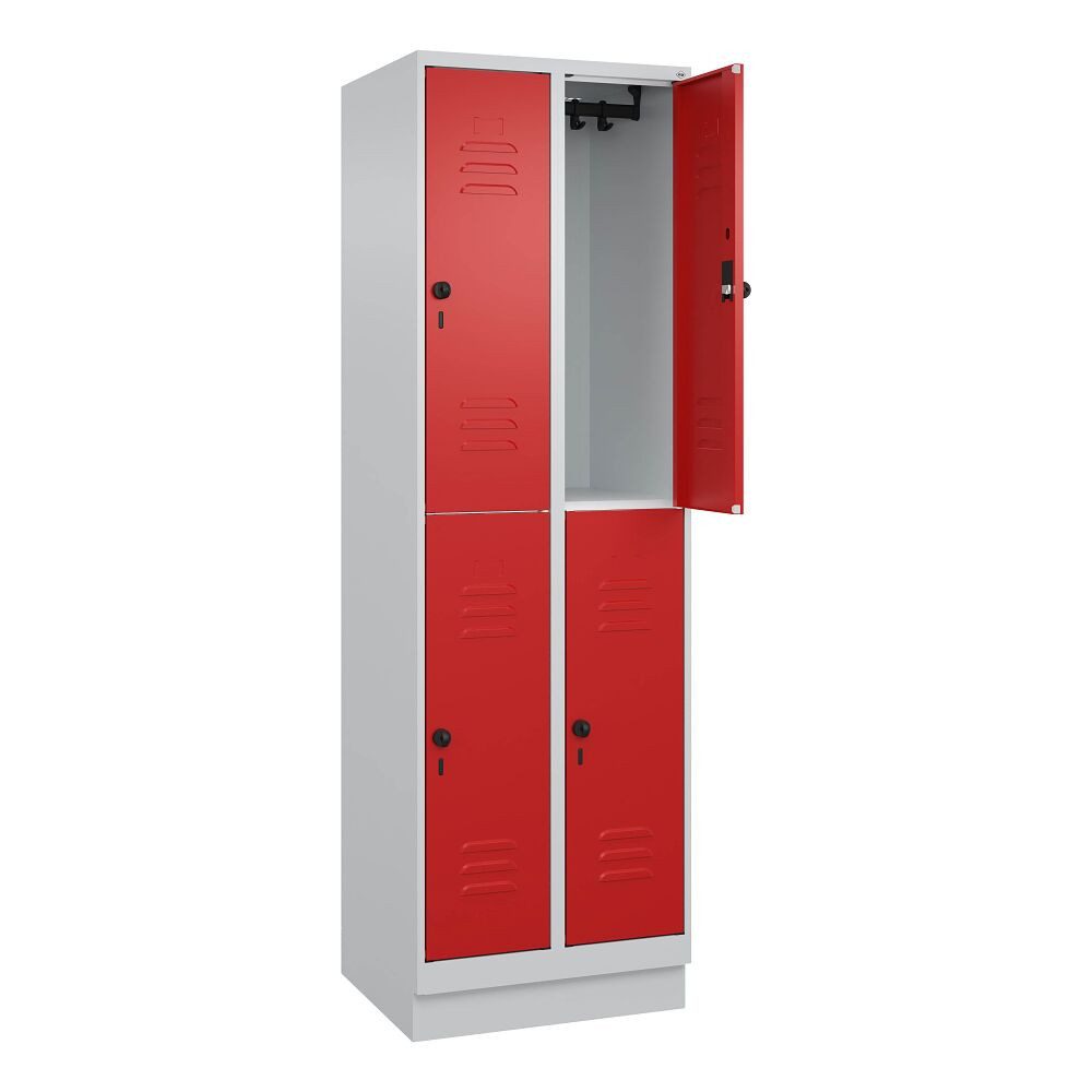 C+P Garderobenschrank Doppel-Garderobenschrank Classic Plus, Abteilbreite 30 cm, mit Sockel Sicherheits-Drehriegel, kein Aufbrechen durch Überdrehen